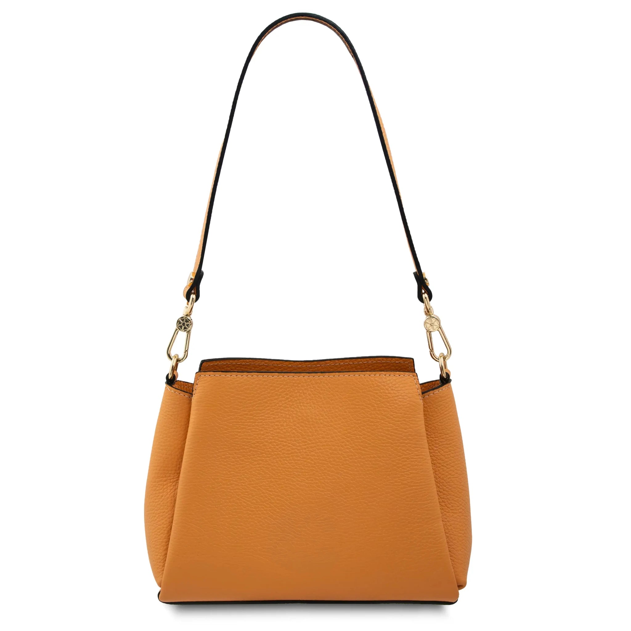 Back view Abby Italian Pebbled Leather Bag in Apricot