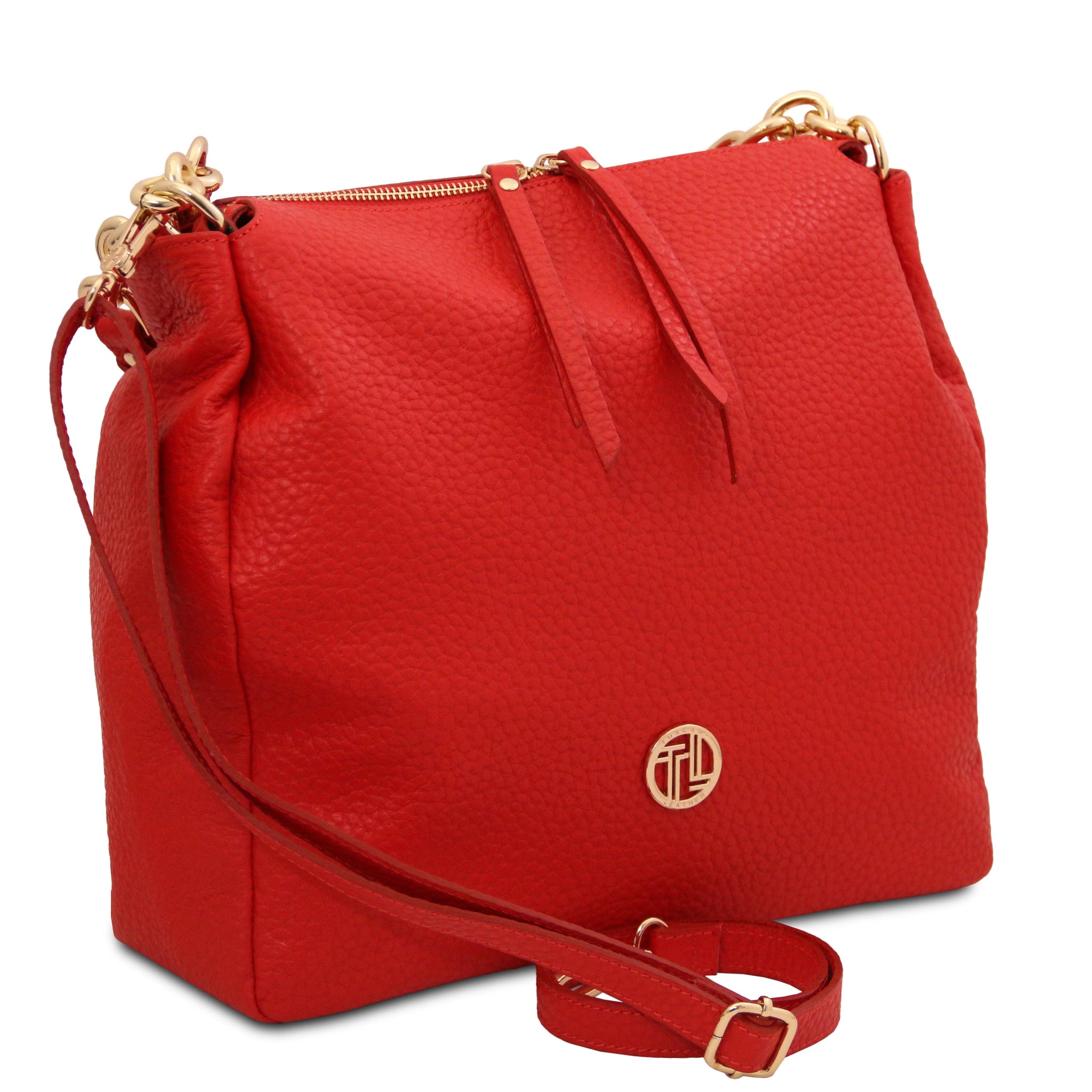 Amy Soft Italian Leather Red Shopping Bag Front- L'Atelier Global