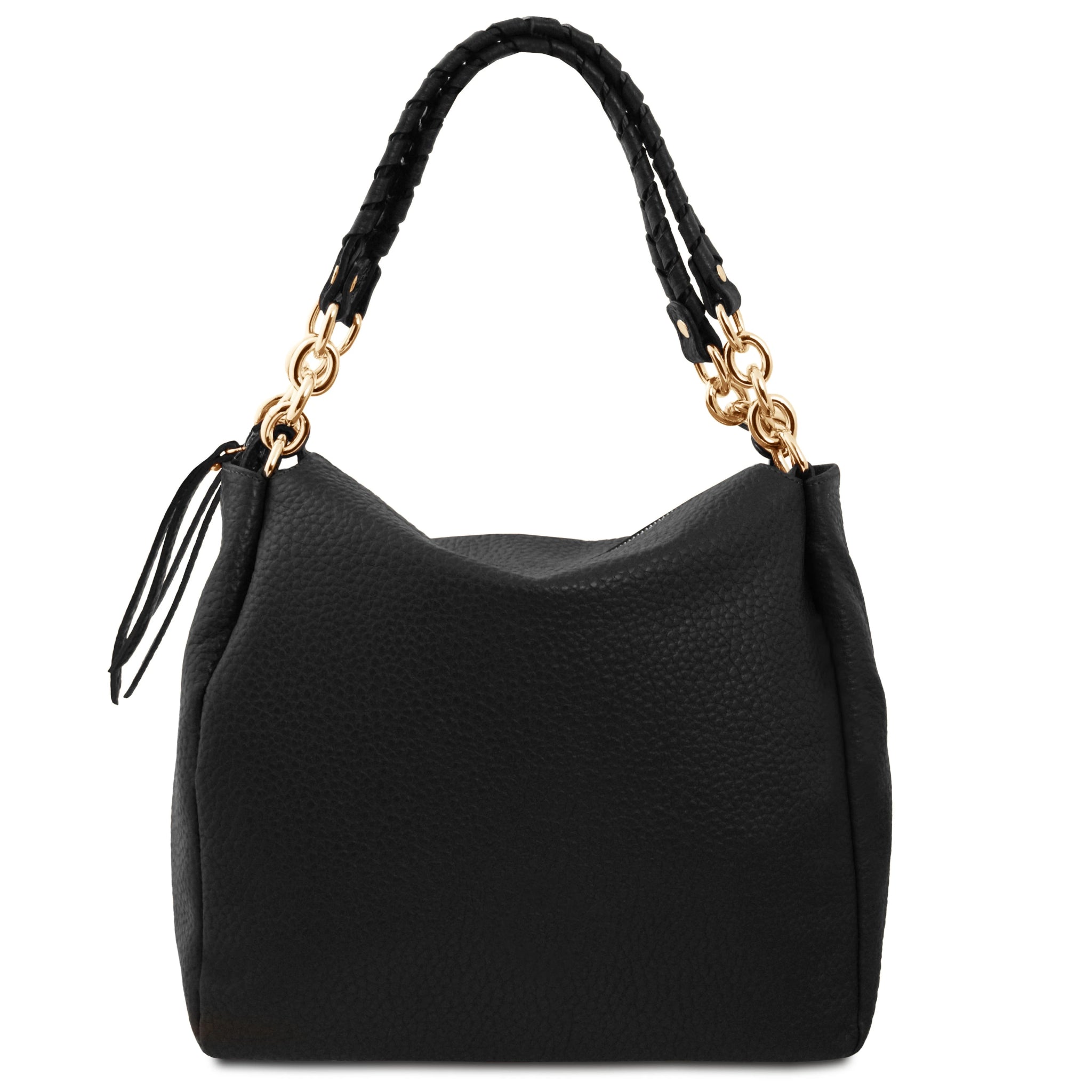 Amy Soft Italian Leather Black Shopping Bag - L'Atelier Global