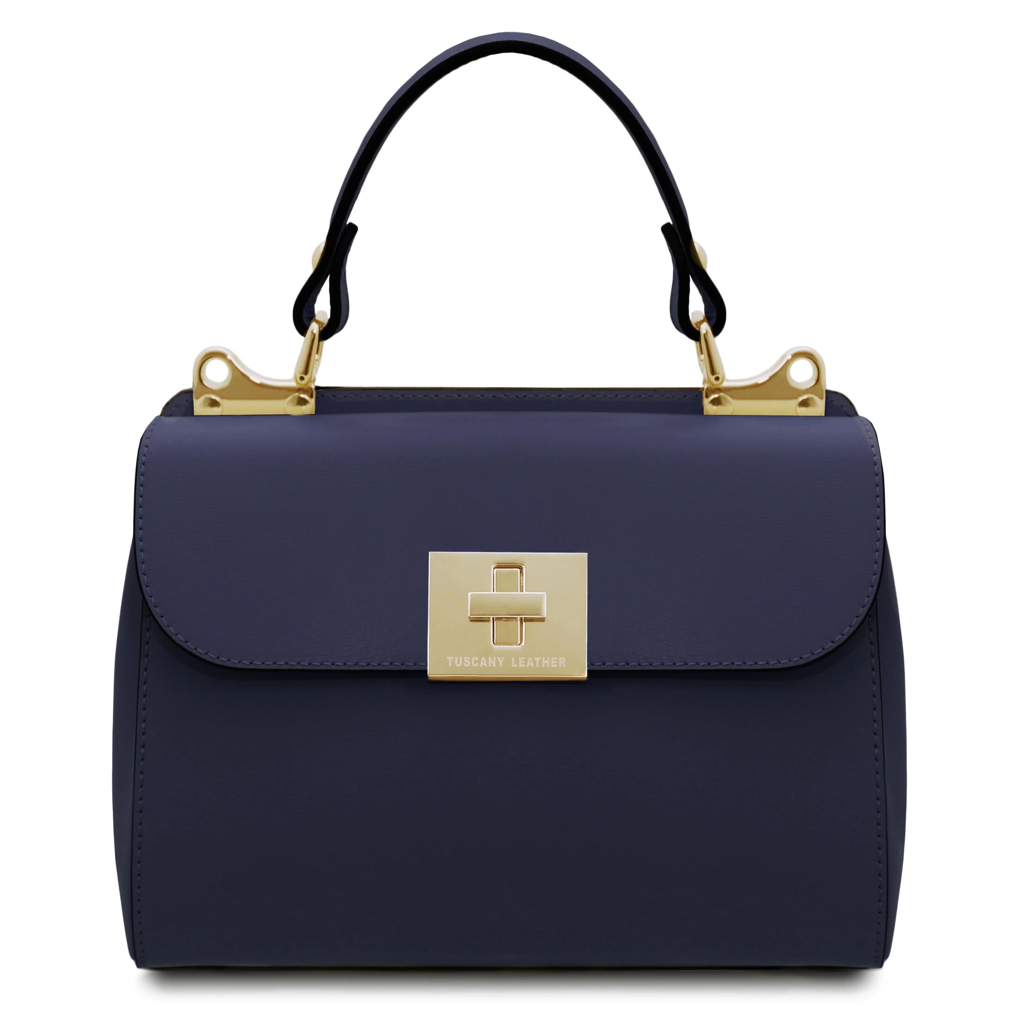 Armonia Leather Handbag in dark blue front view
