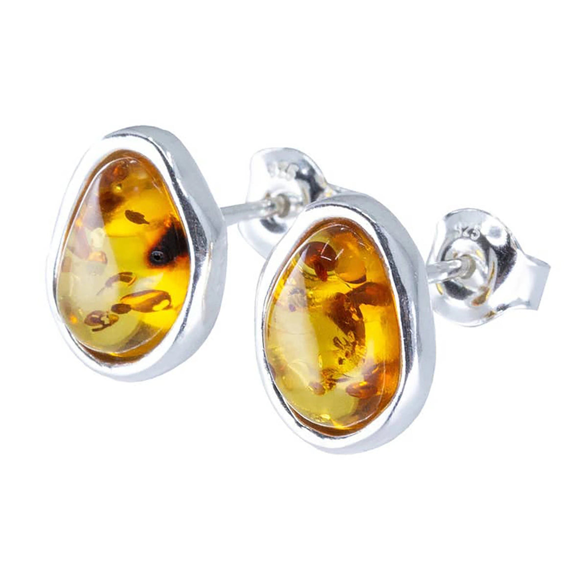Baltic Honey Amber Stud Sterling Silver Earrings - L'Atelier Global