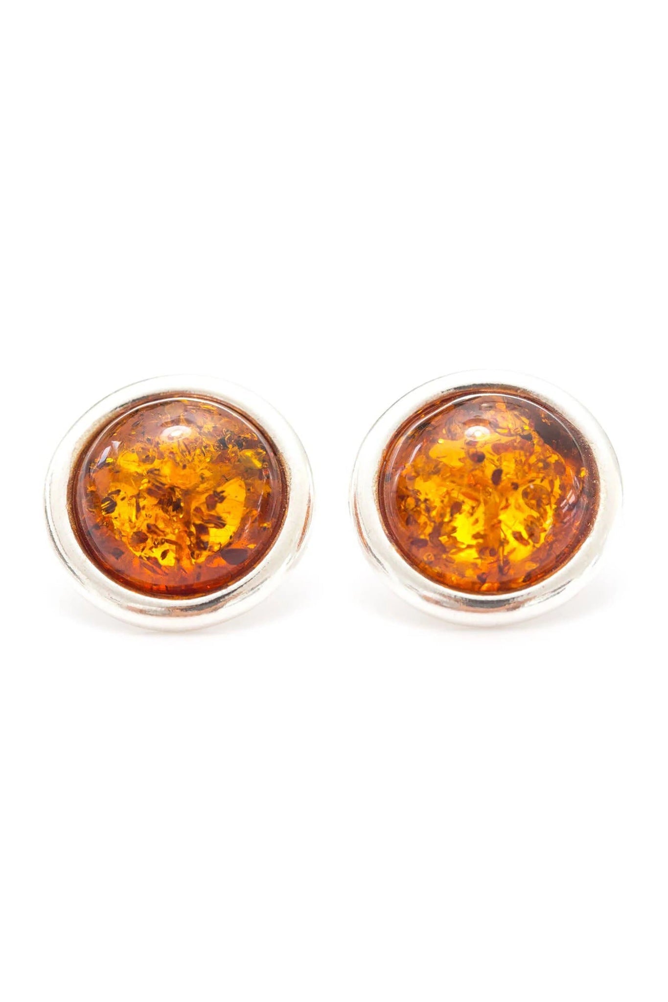 Baltic Honey Amber Statement Round Stud Earrings on a white background