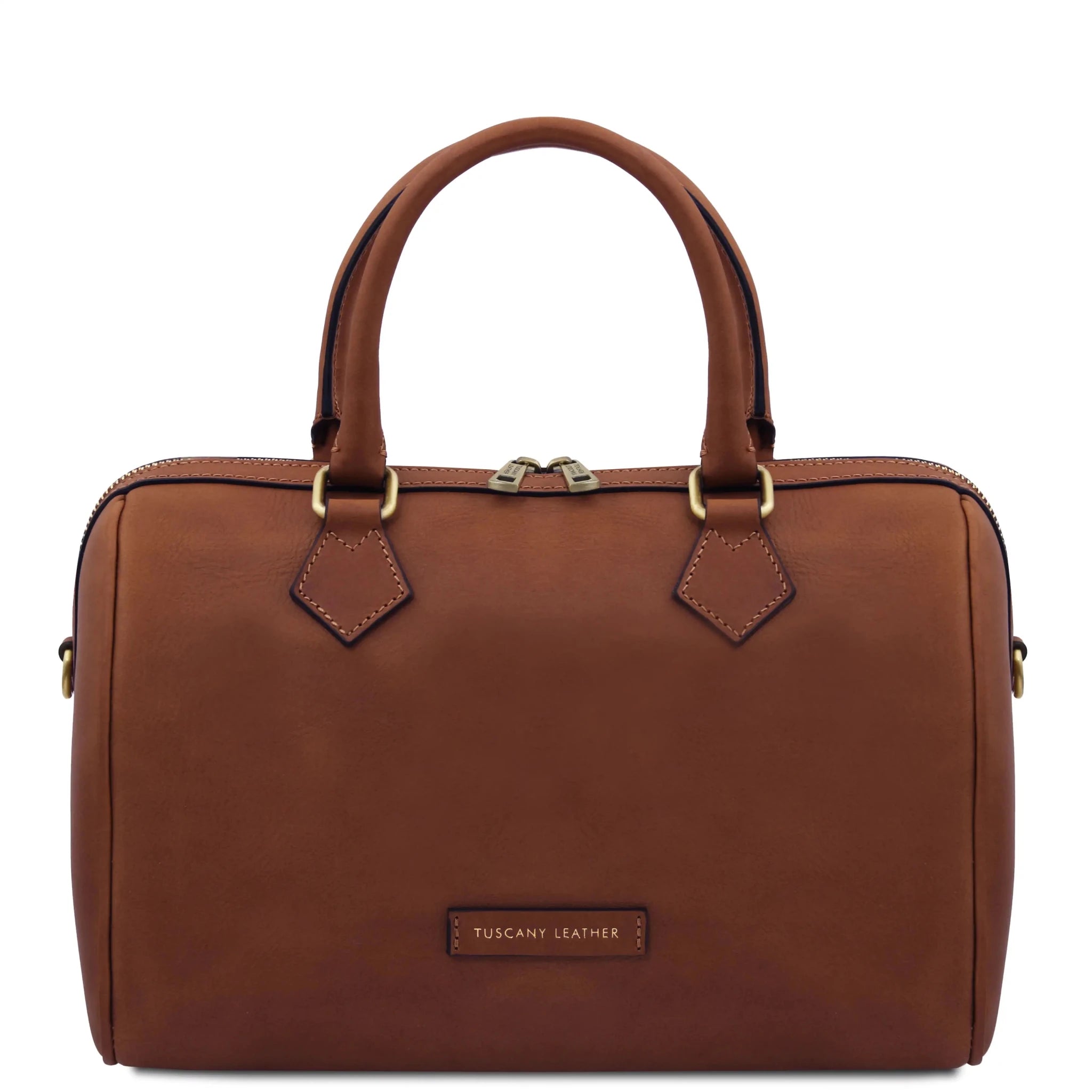 Front View Barrique Leather Duffle bag in brown