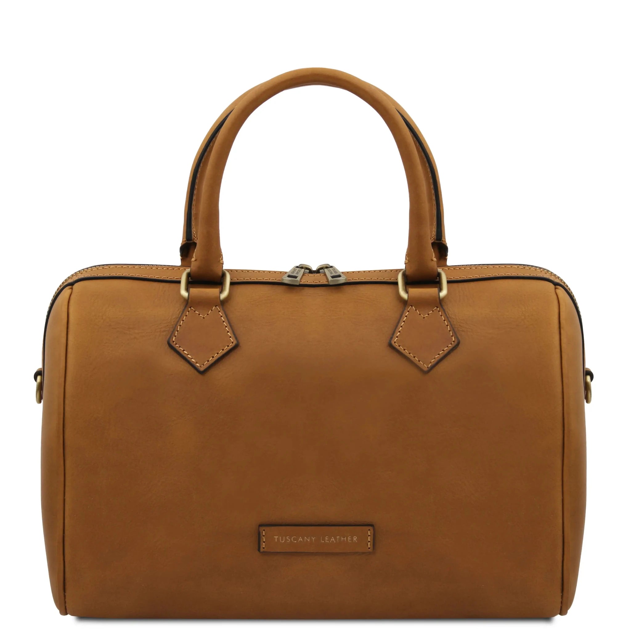 Front View Barrique Leather Duffle bag in natural