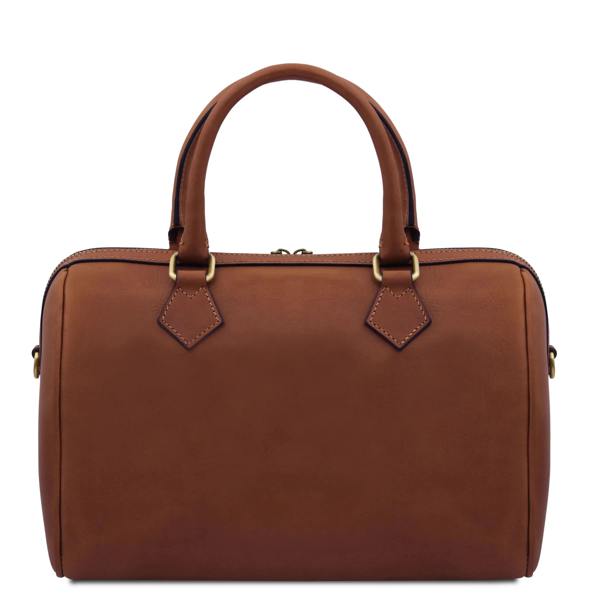 Back View Barrique Leather Duffle bag in brown