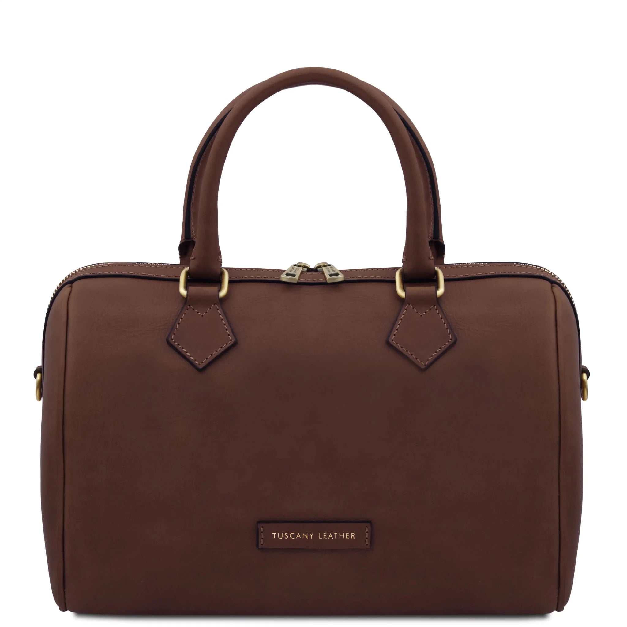 Front View Barrique Leather Duffle bag in dark brown