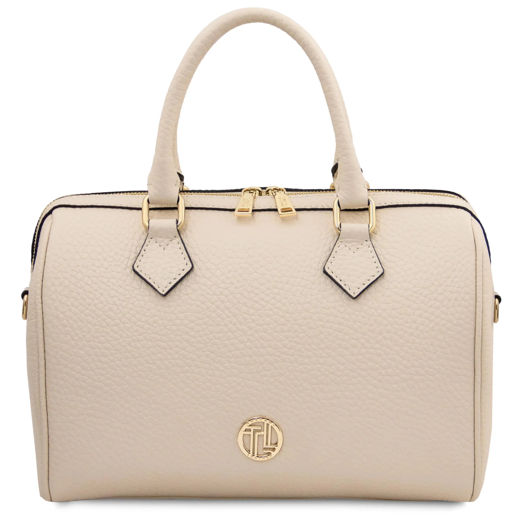Front View Barrique Leather Duffle bag in beige