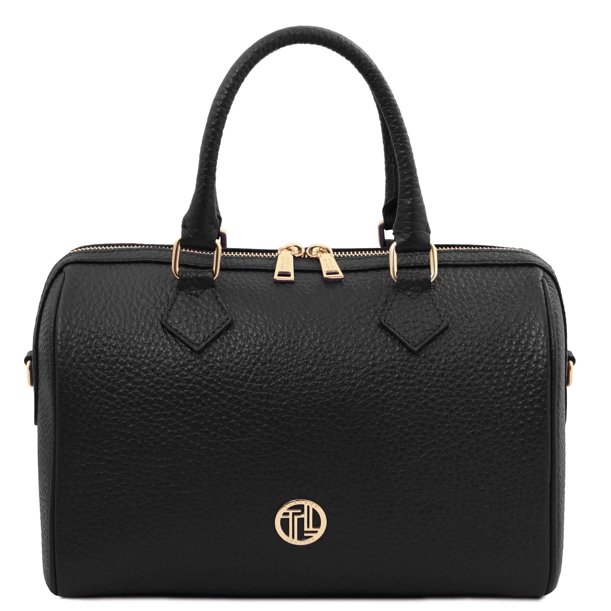 Front View Barrique Leather Duffle bag in black