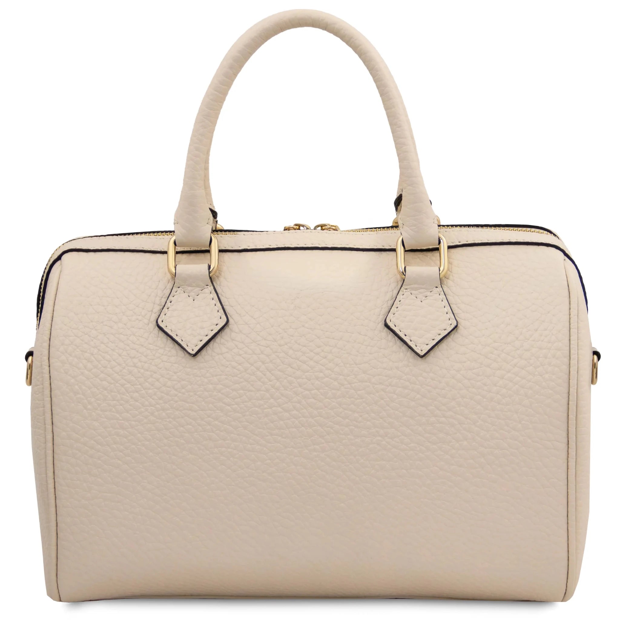 Back View Barrique Leather Duffle bag in beige