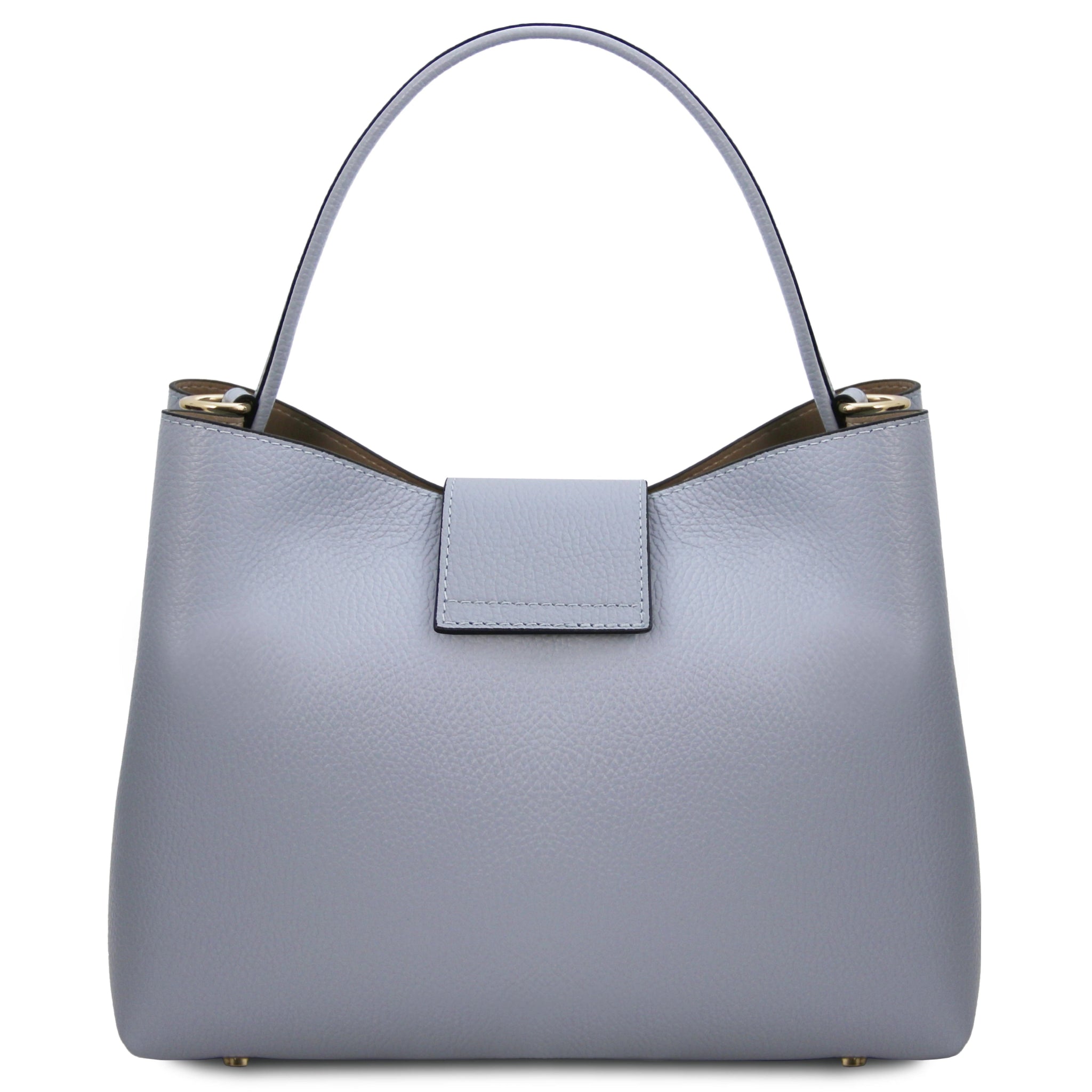 Clio Italian Pebbled Leather Secchiello Bag - Light Blue - shop_name#