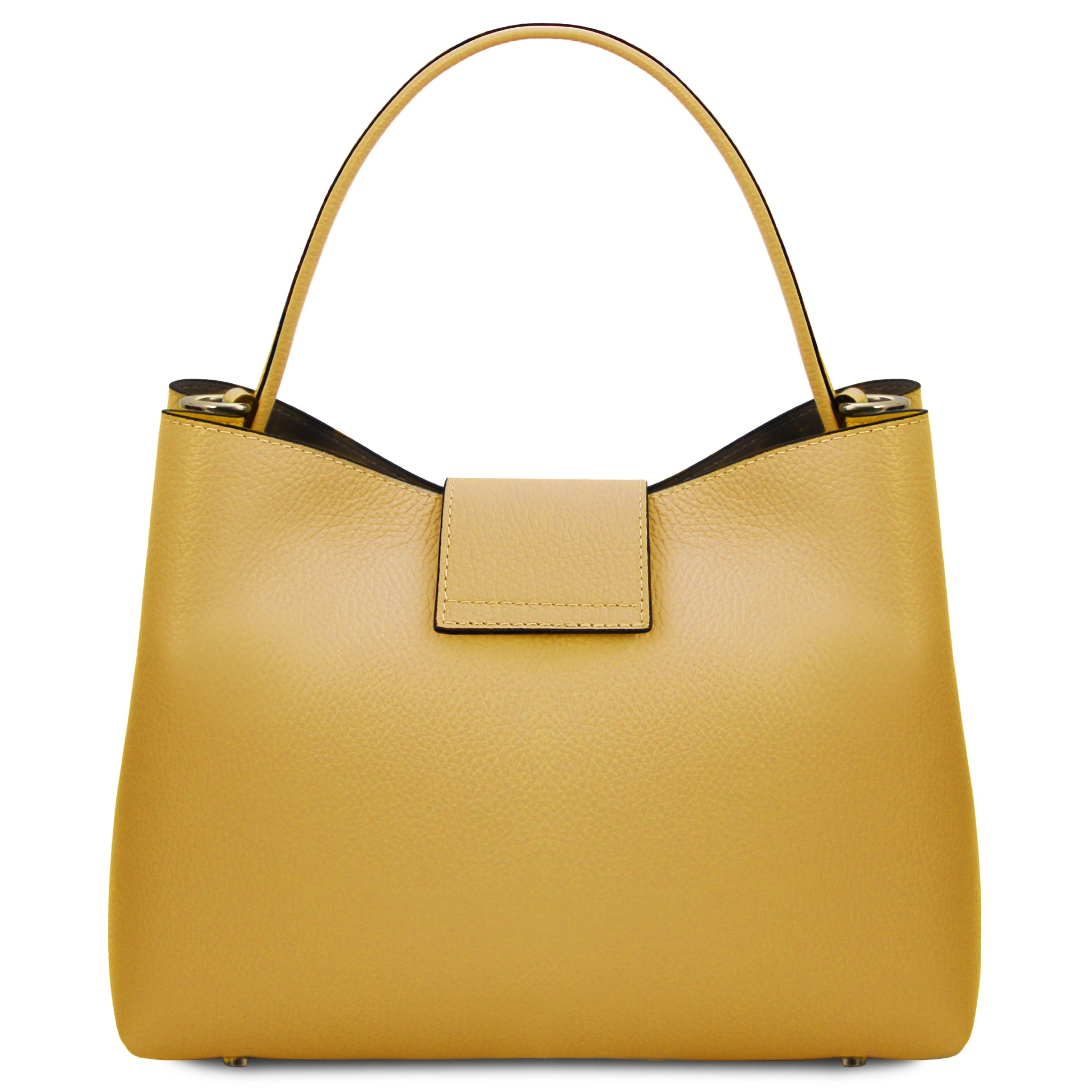 Clio Italian Pebbled Leather Secchiello Bag - Pastel Yellow - shop_name#