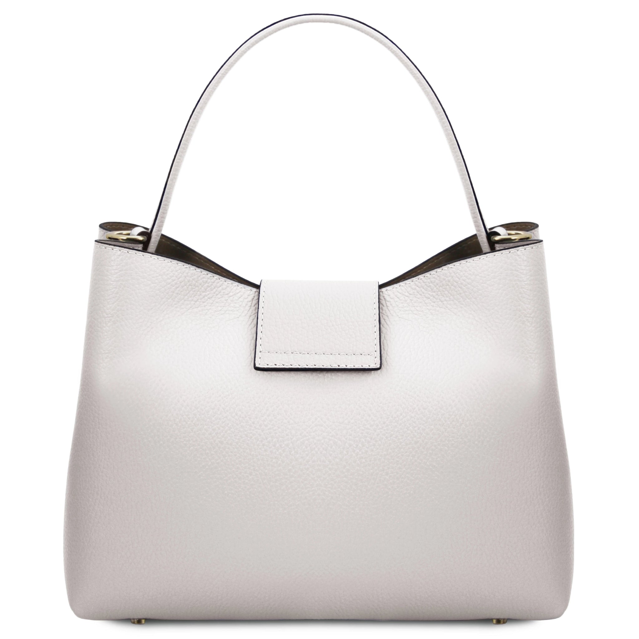 Clio Italian Pebbled Leather Secchiello Bag - White - shop_name#