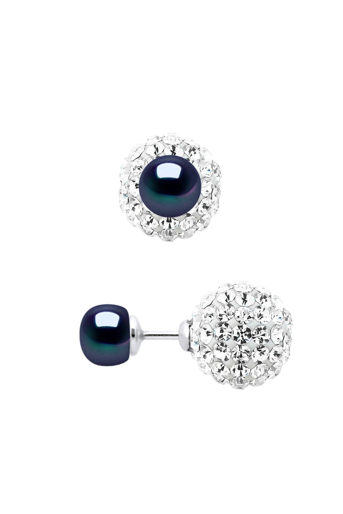 Crystal Black Pearl Luster Reversible Earrings - L'Atelier Global