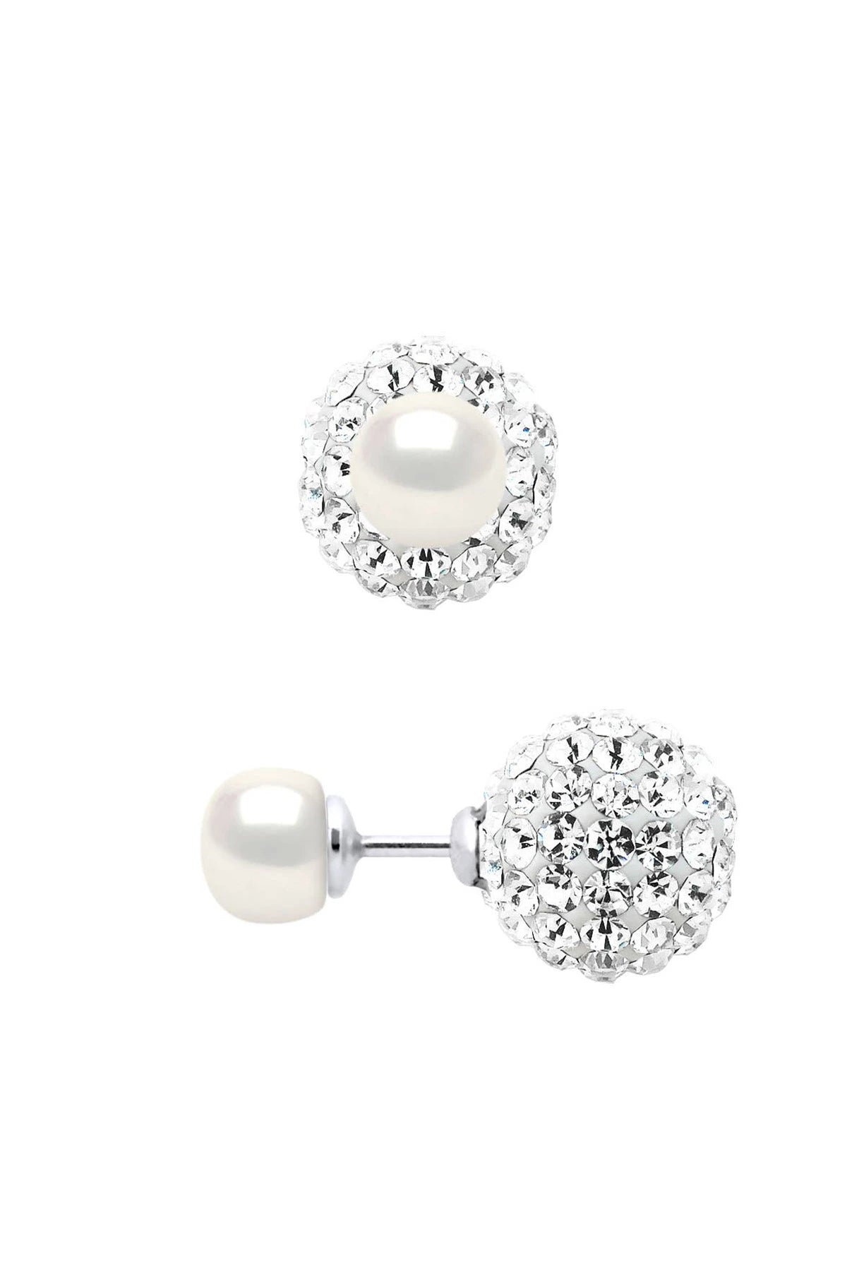 Crystal Freshwater Pearl Luster Reversible Earrings - L'Atelier Global