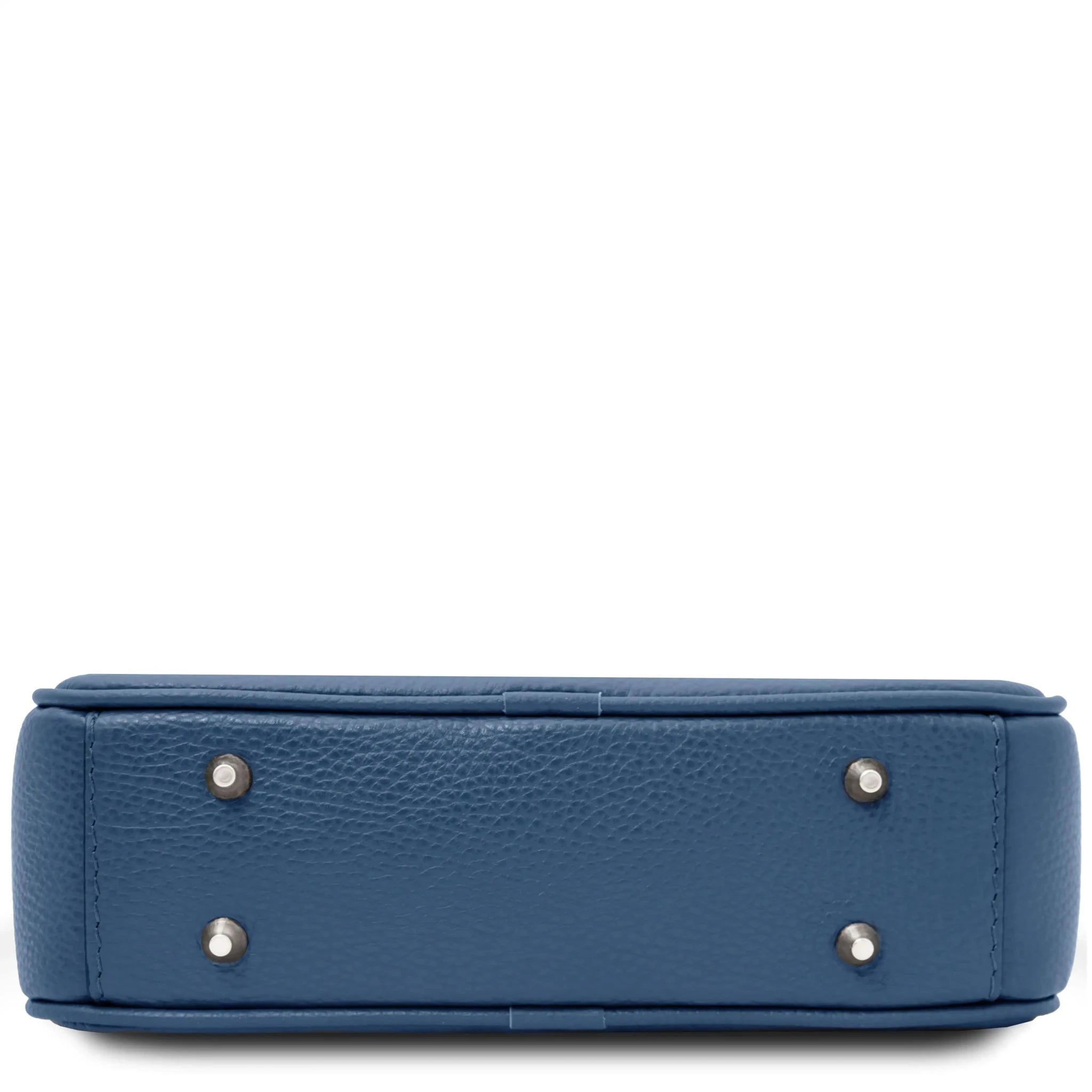 Bottom view Cubetto Italian Leather Shoulder Bag in Denim