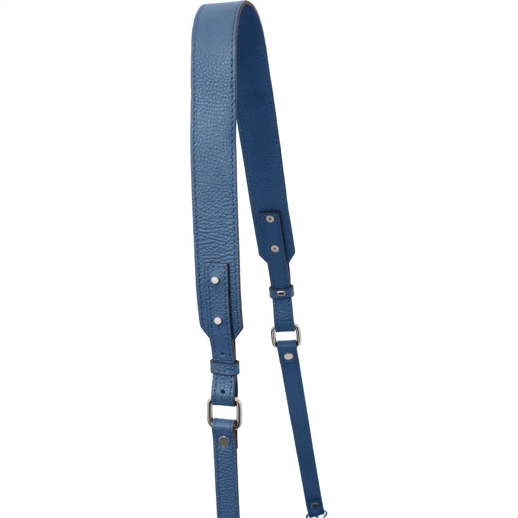 Shoulder strap view Cubetto Italian Leather Shoulder Bag in Denim