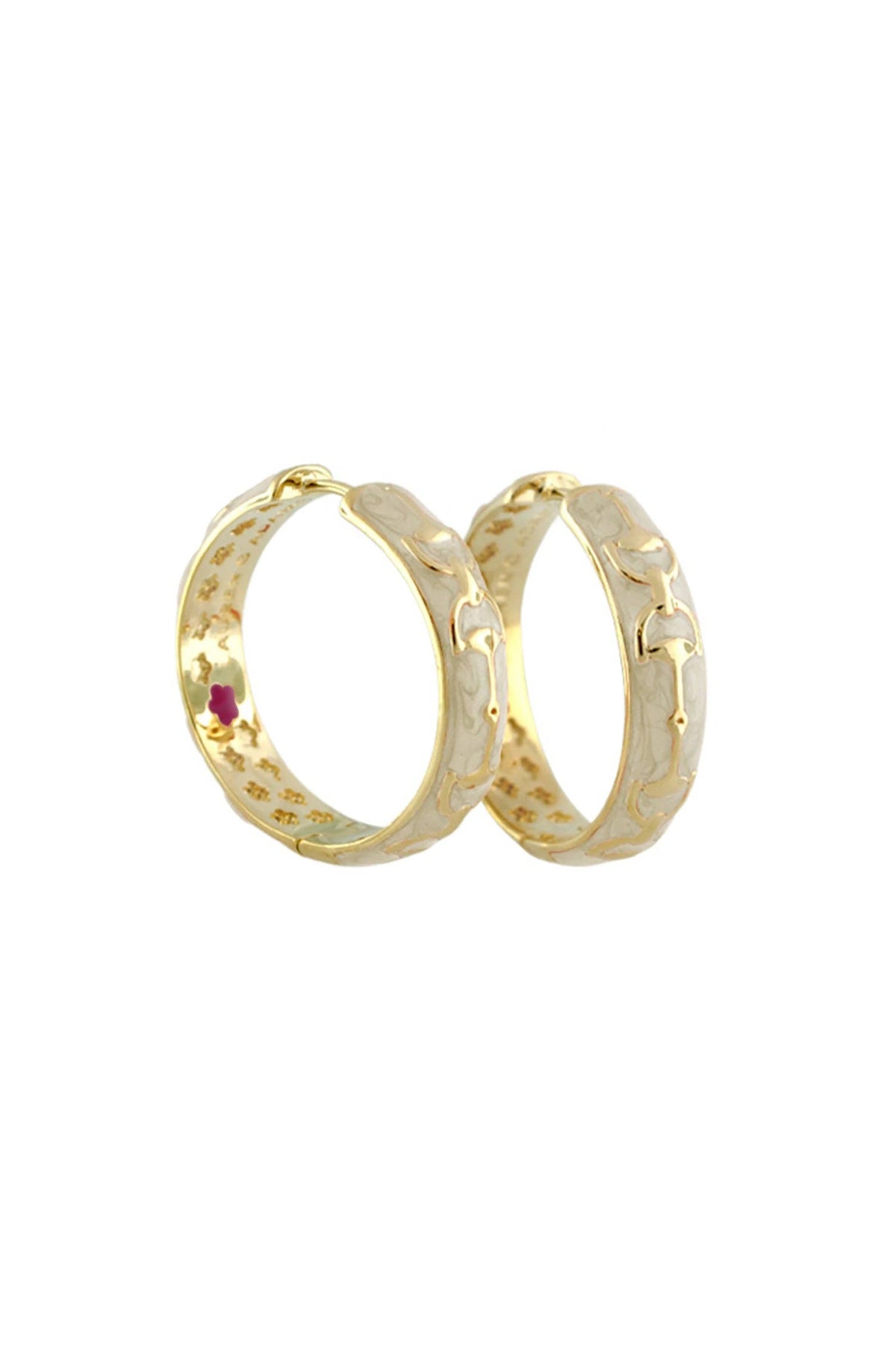 Equestrian Cloisonné Gold Stirrup Hoop Earrings - L'Atelier Global