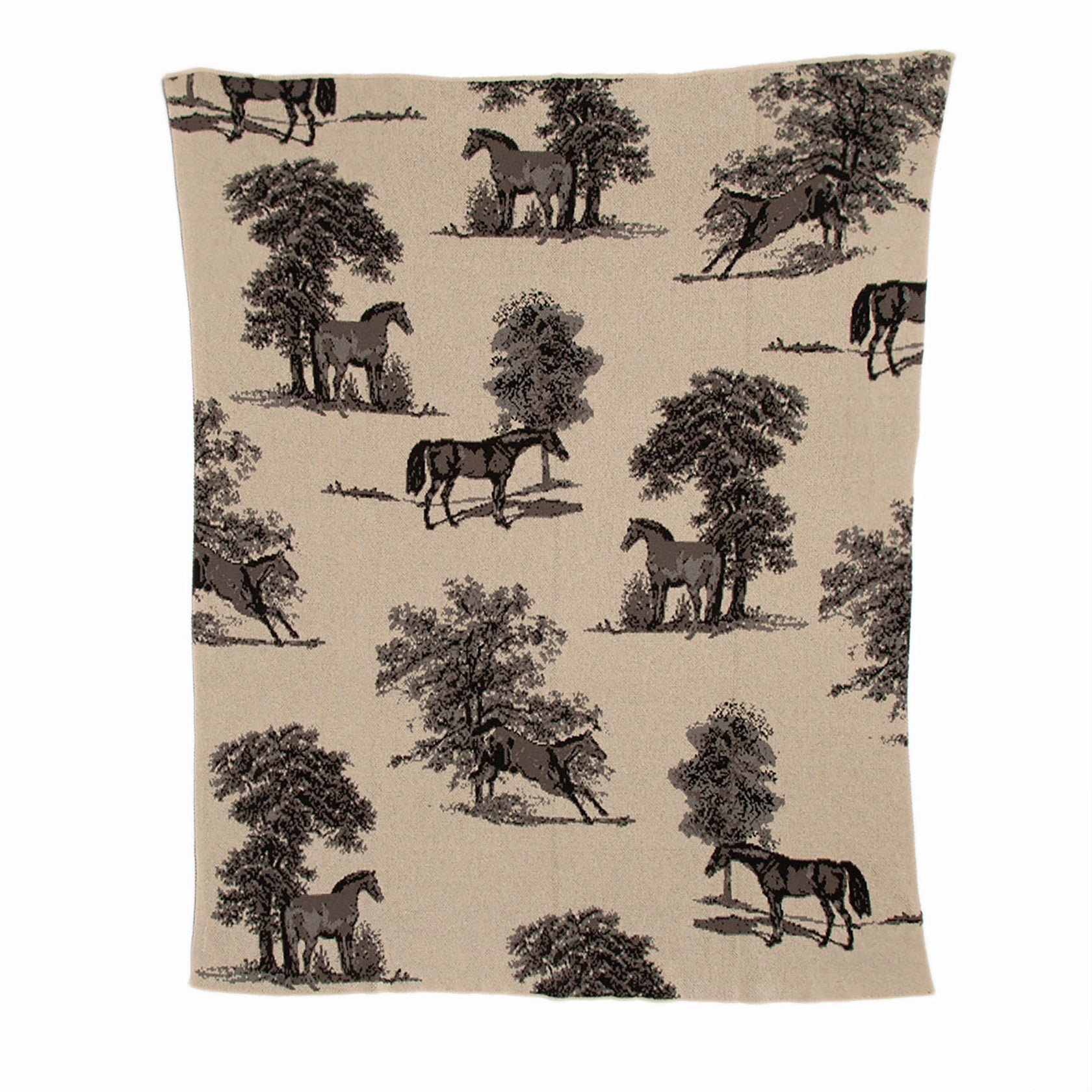 Equestrian Toile Throw Blanket in Charcoal - shop_name#