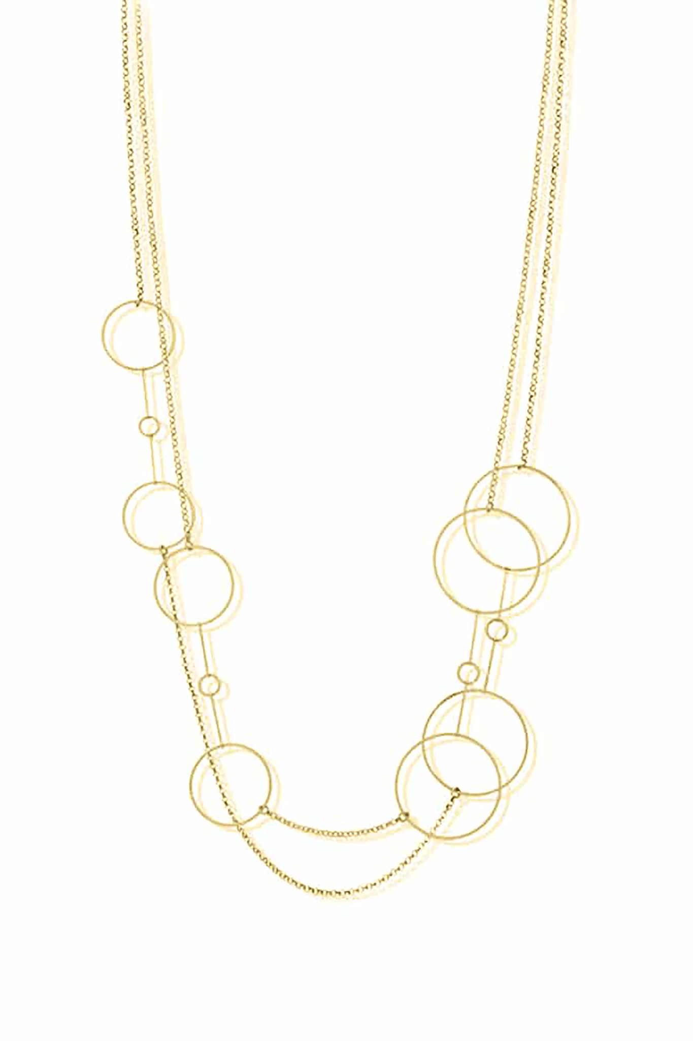 Francesca Double Chain Gold Vermeil Necklace on a white background.