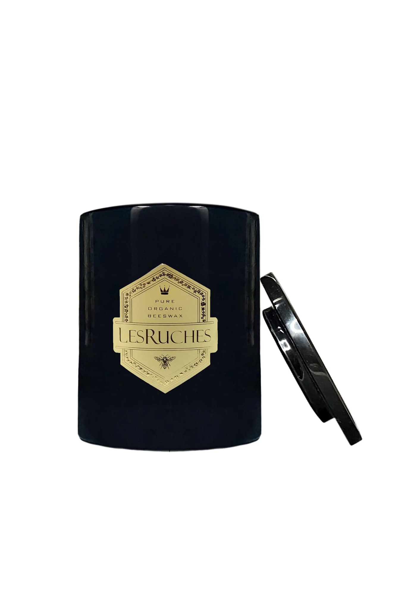 Marbre Partfaite Beeswax Candle 8 oz. black candle on a white background