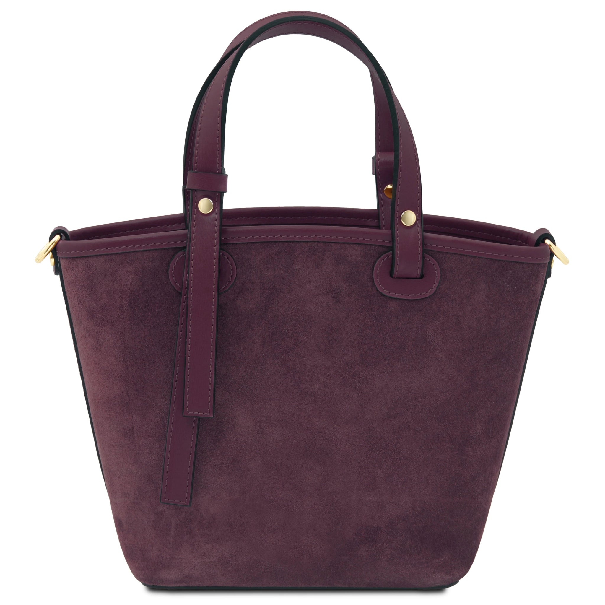 Back view Glacette Suede Leather Bucket bag in Bordeaux