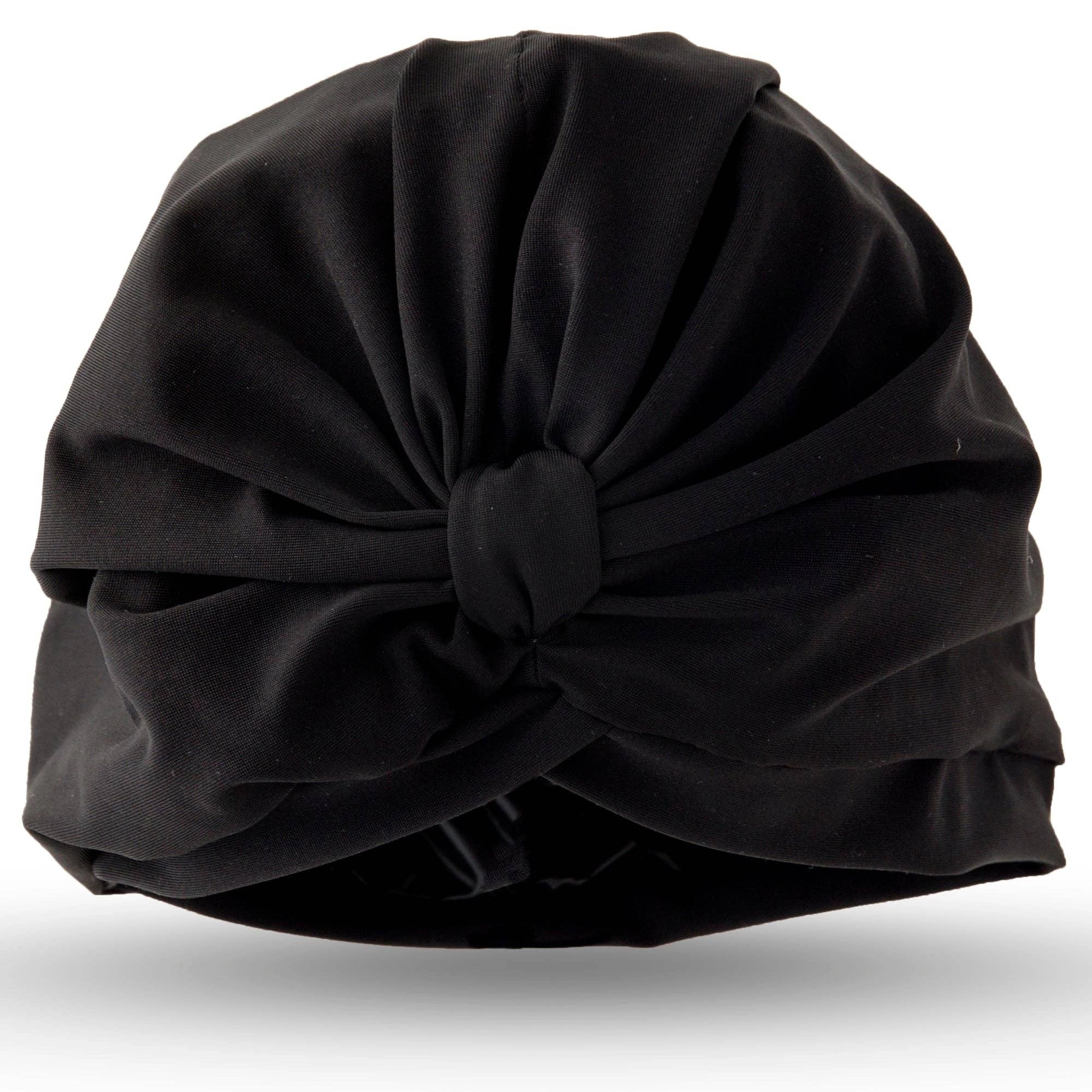 Goddess Black Shower Turban Cap on a white background