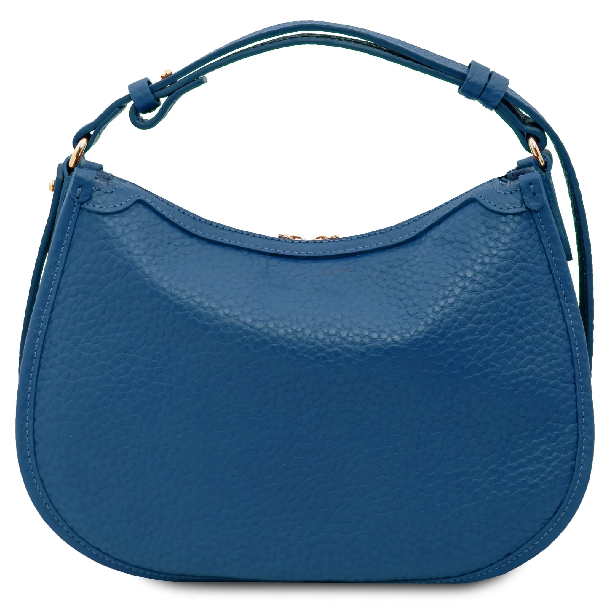 Back view Hoblò Soft Italian Leather Handbag in Blue