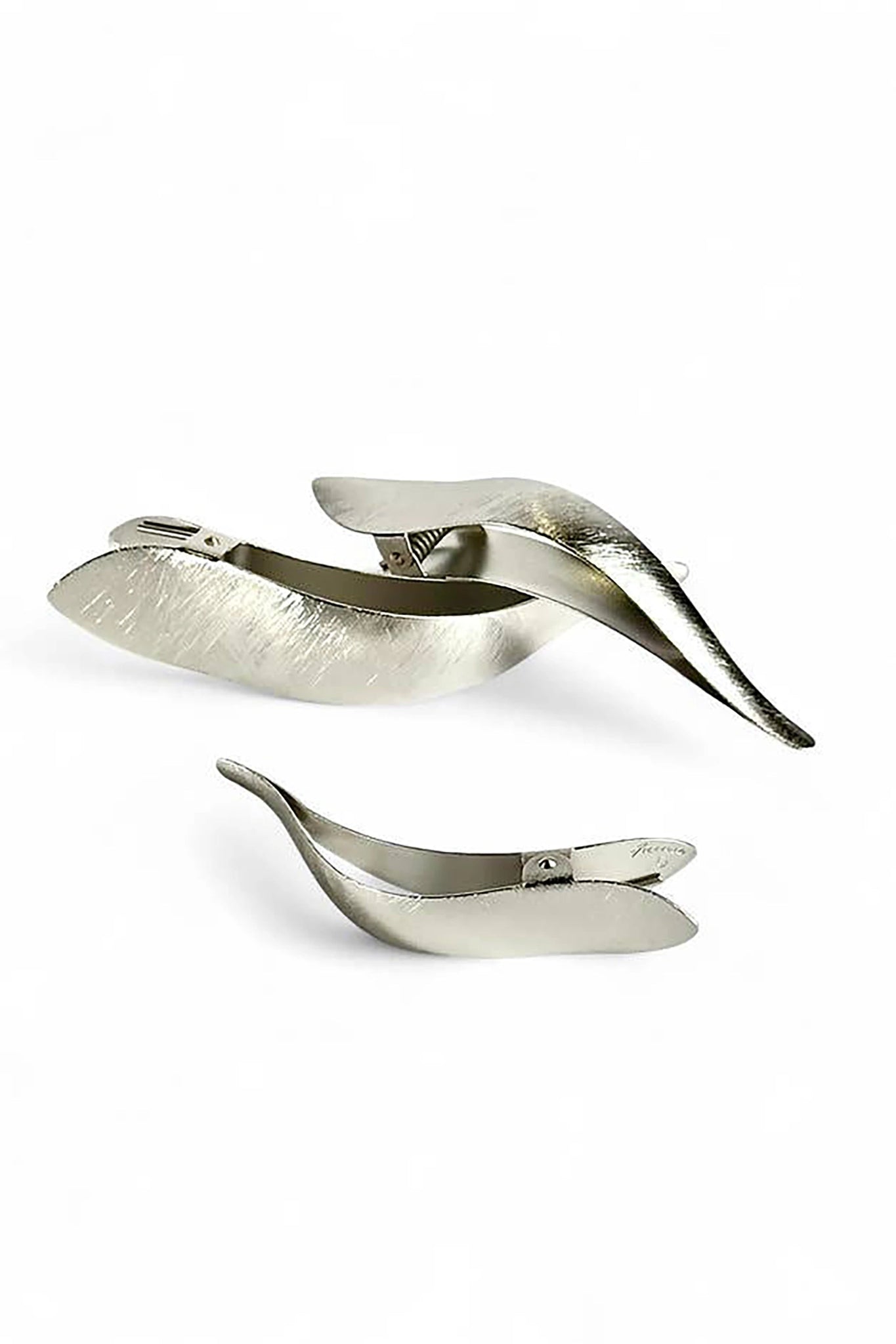 Ice Silver Hair Clips in three sizes on a white background