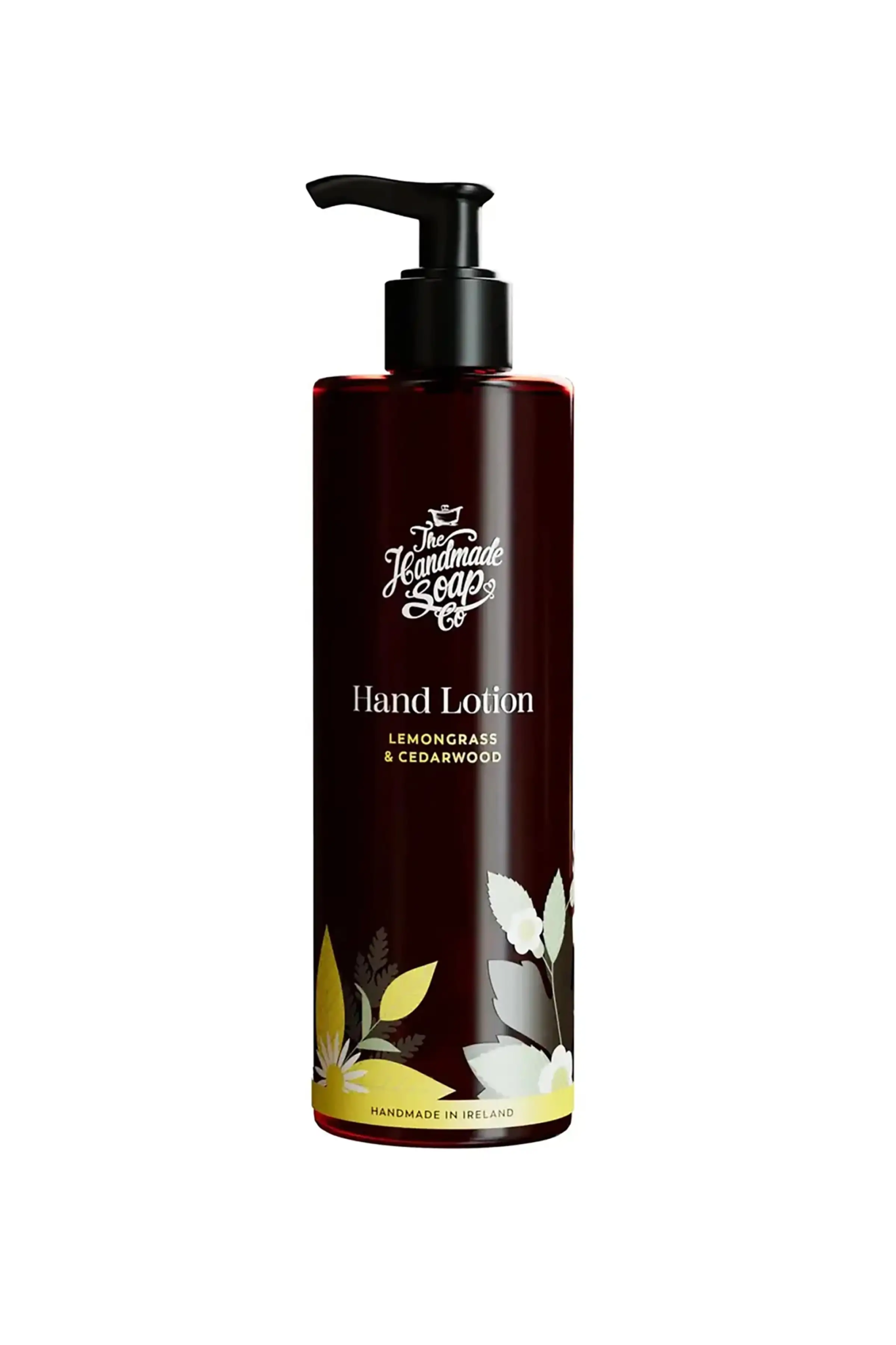 Hand lotion brown bottle with pump on a white background