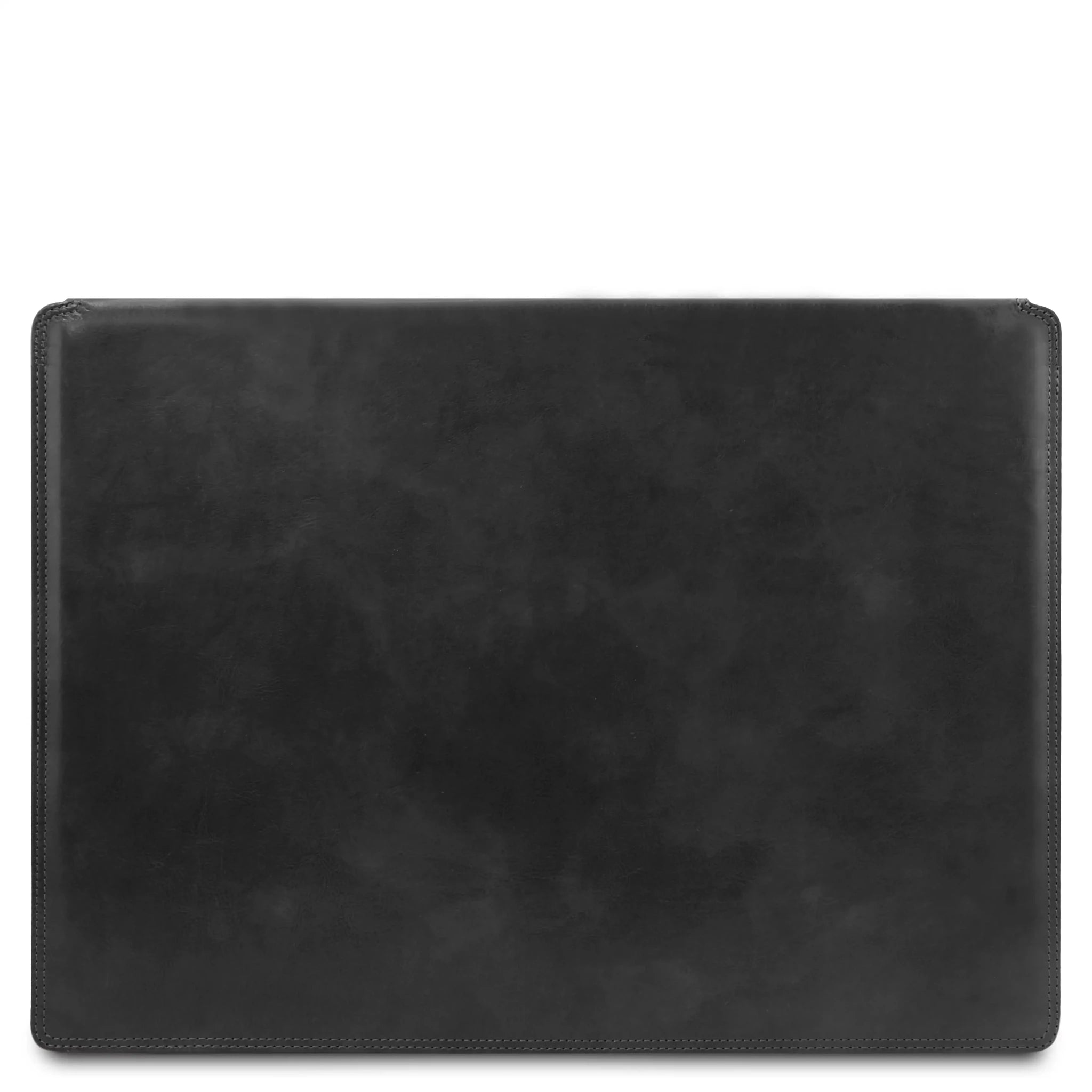 Front view Italian Leather Desk Pad With Inner Compartment in Black
