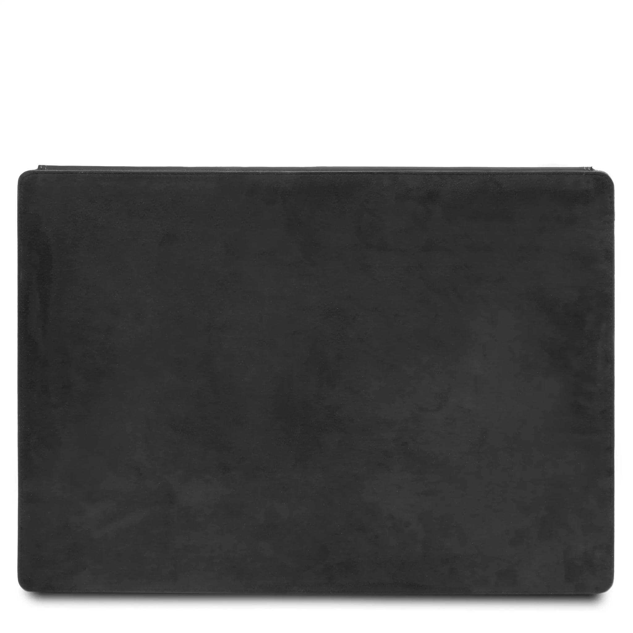 Suede back view Italian Leather Desk Pad With Inner Compartment in Black