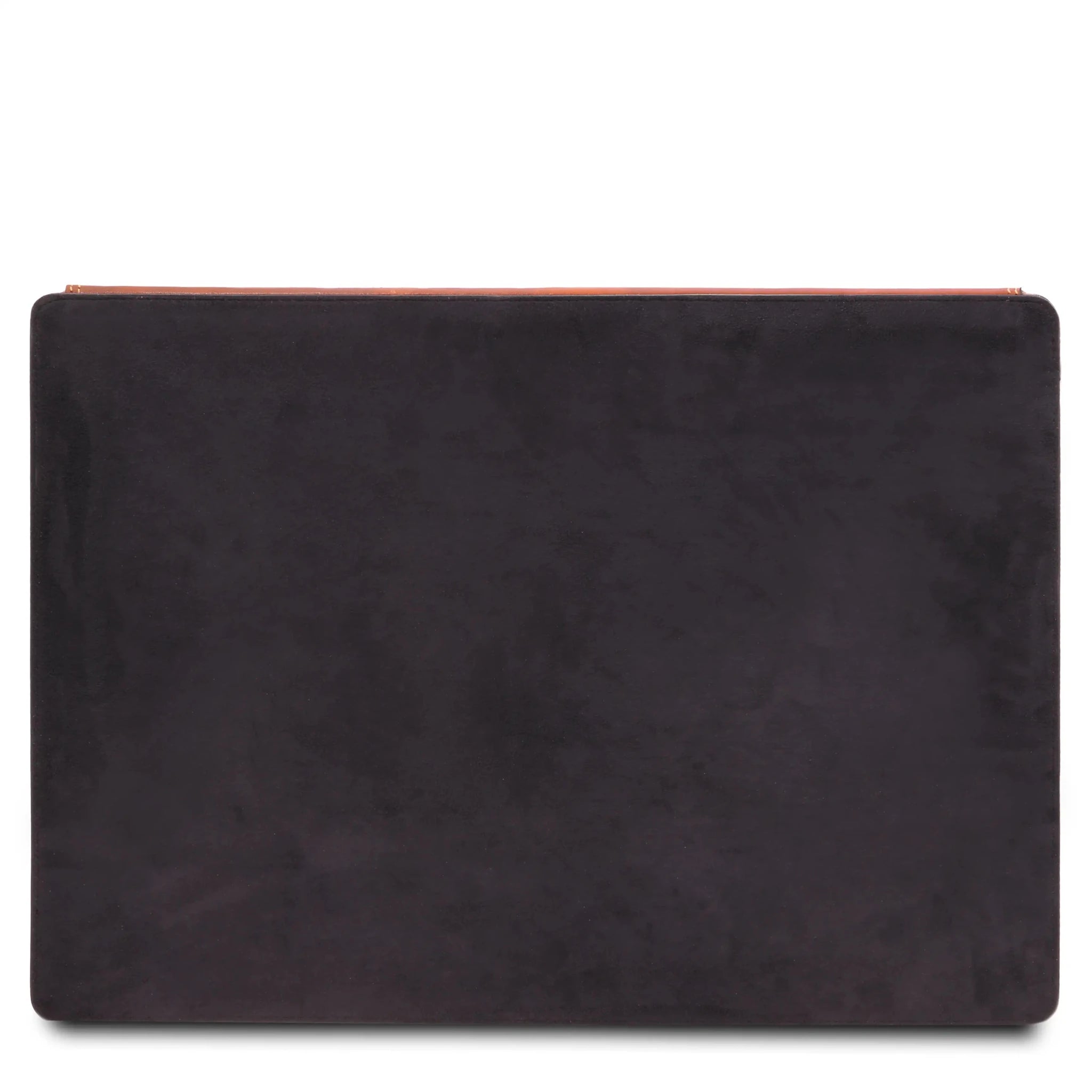 Suede back view Italian Leather Desk Pad With Inner Compartment in Honey