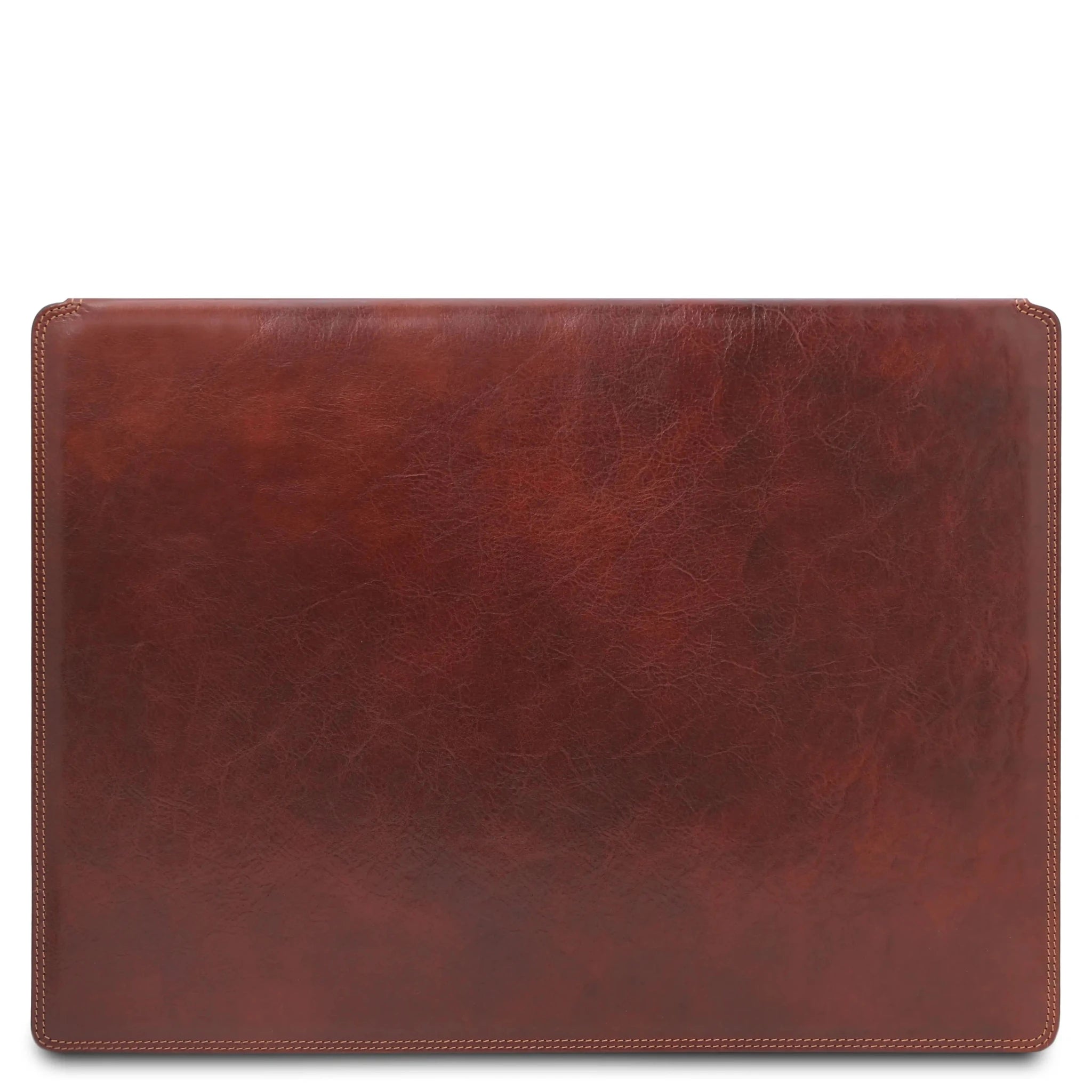 Front view Italian Leather Desk Pad With Inner Compartment in Brown