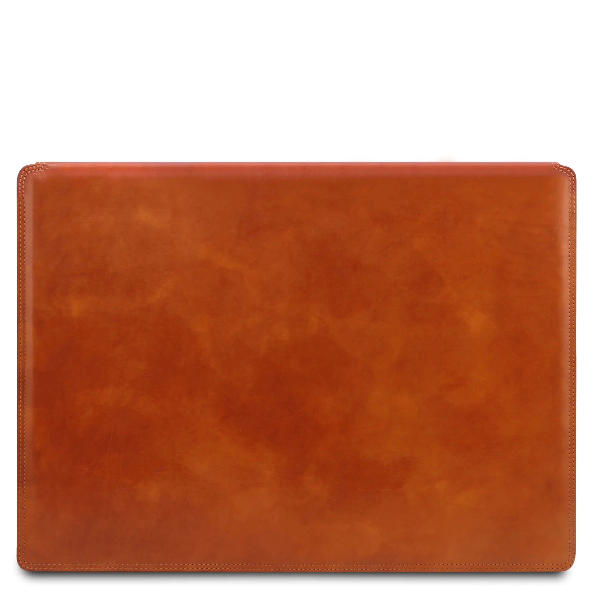 Front view Italian Leather Desk Pad With Inner Compartment in Honey