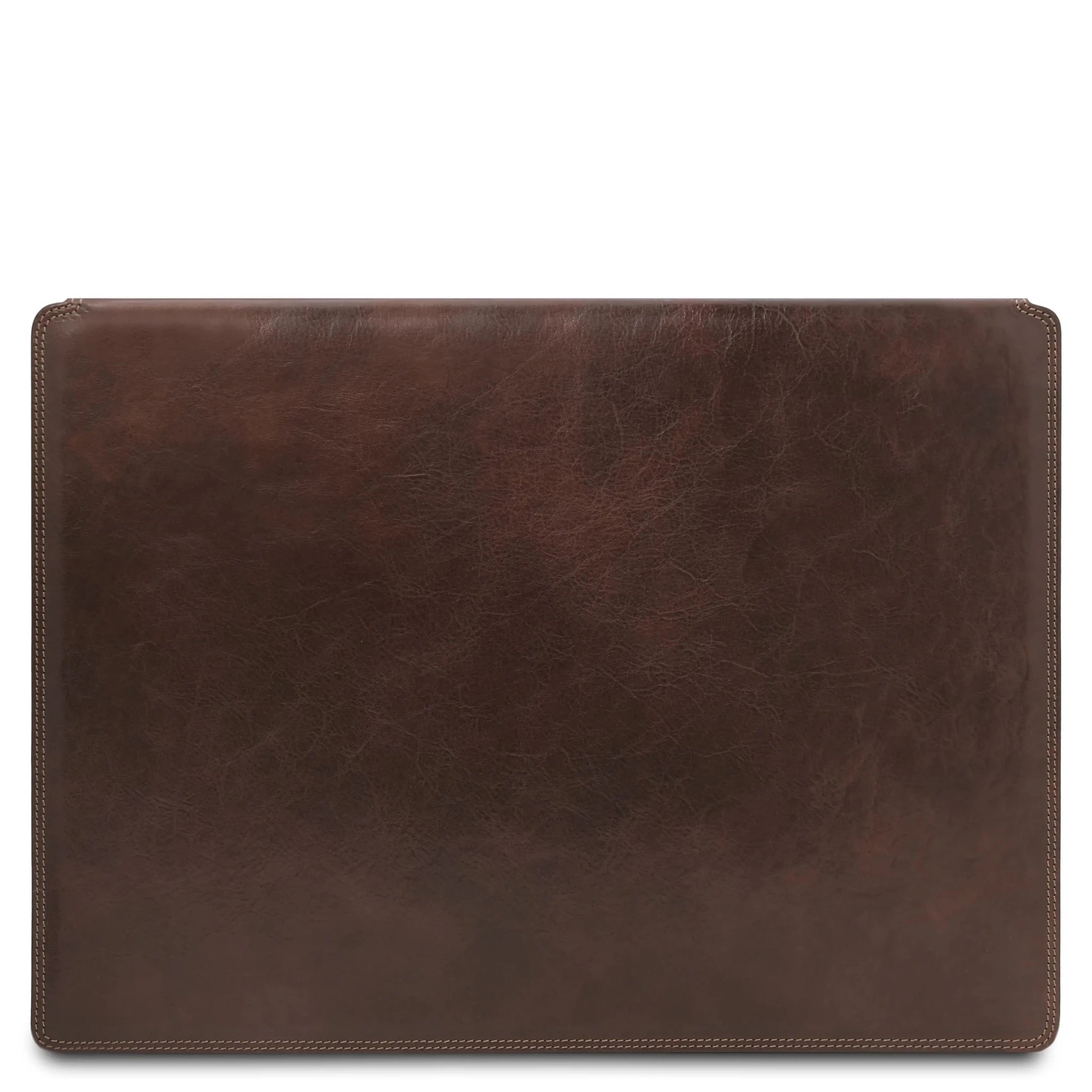 Front view Italian Leather Desk Pad With Inner Compartment in Dark Brown