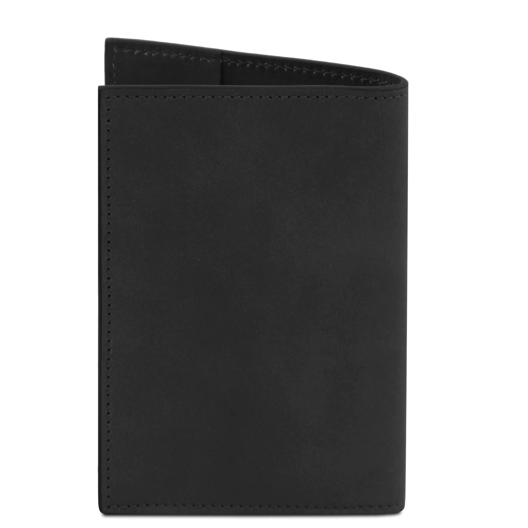 Back view Italian Leather Passport Cover in black