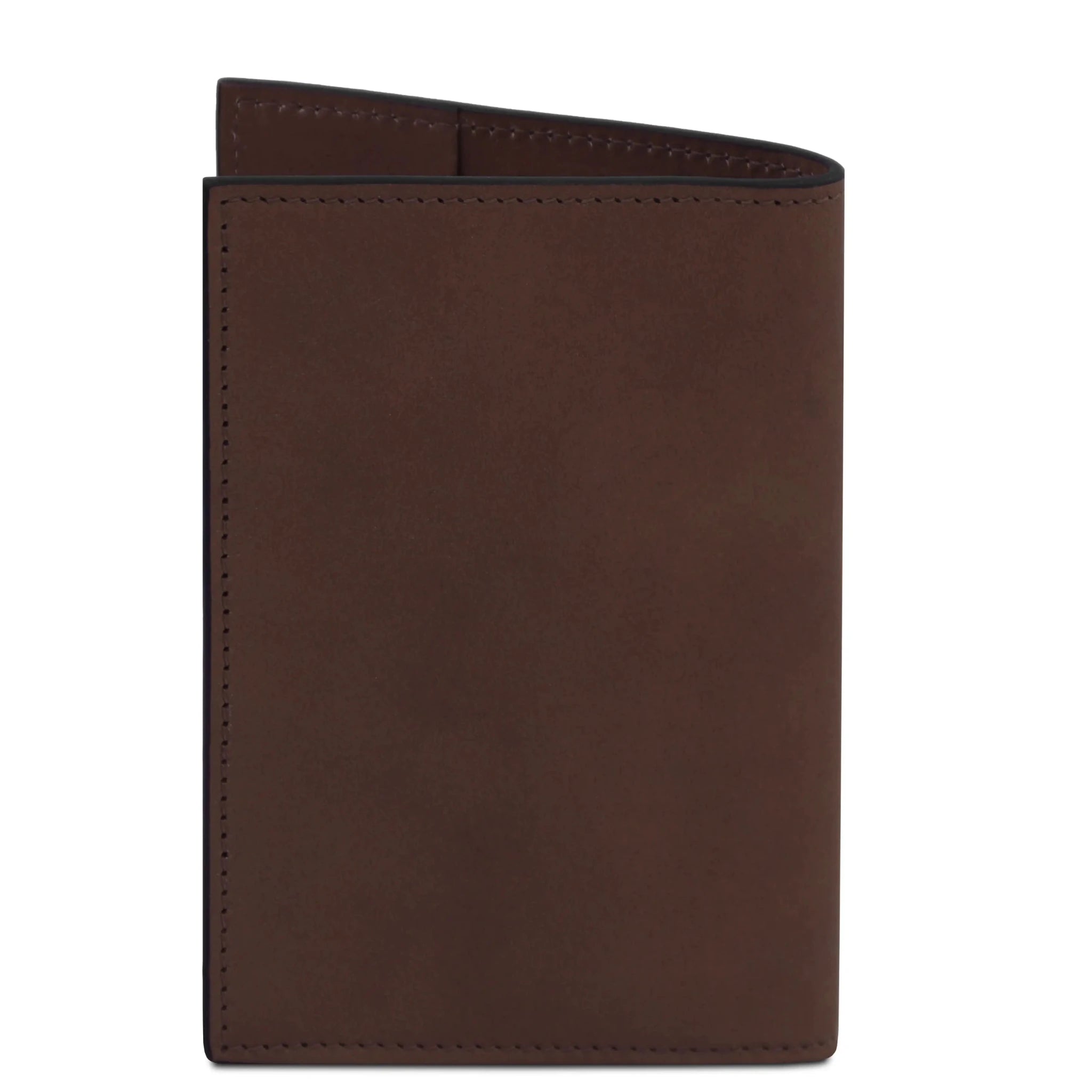 Back view Italian Leather Passport Cover in dark brown