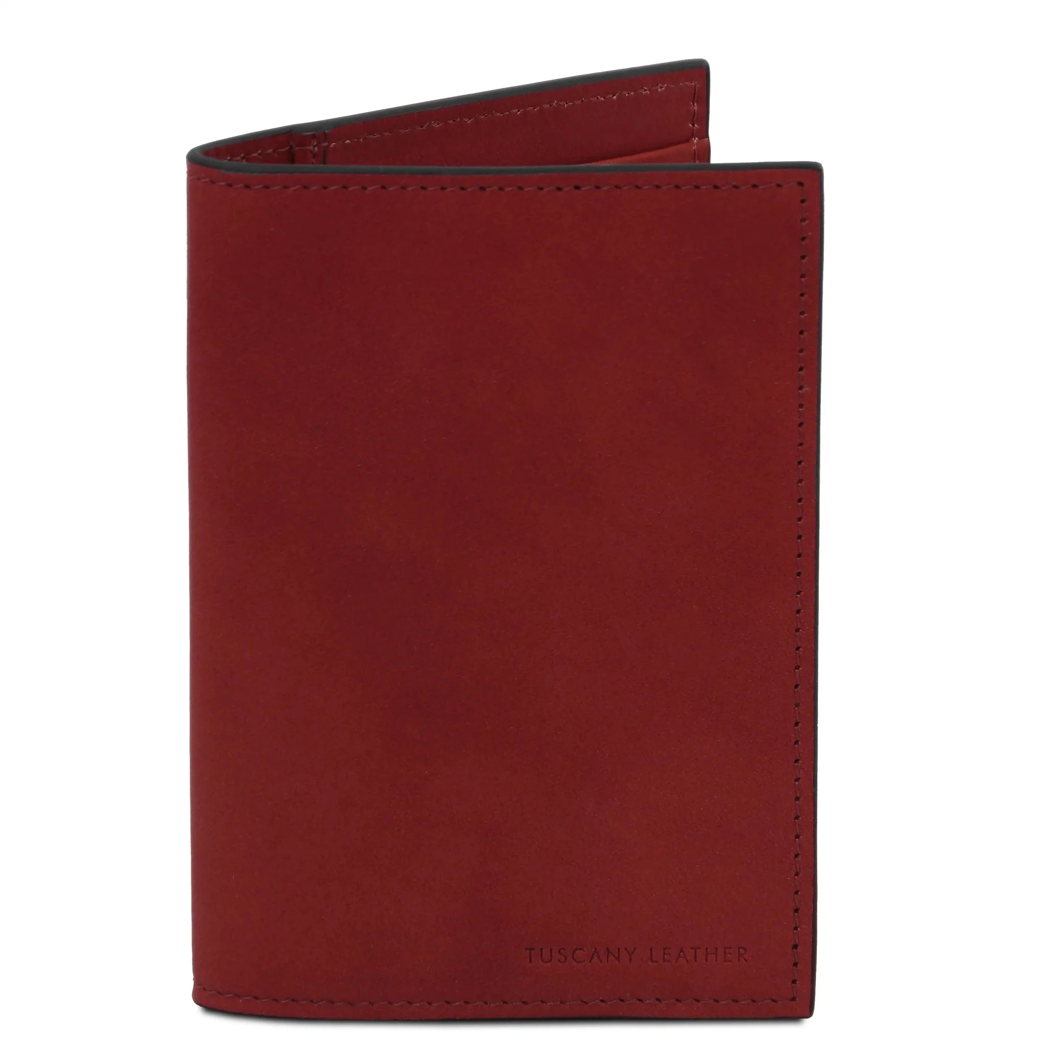 Front view Italian Leather Passport Cover in red