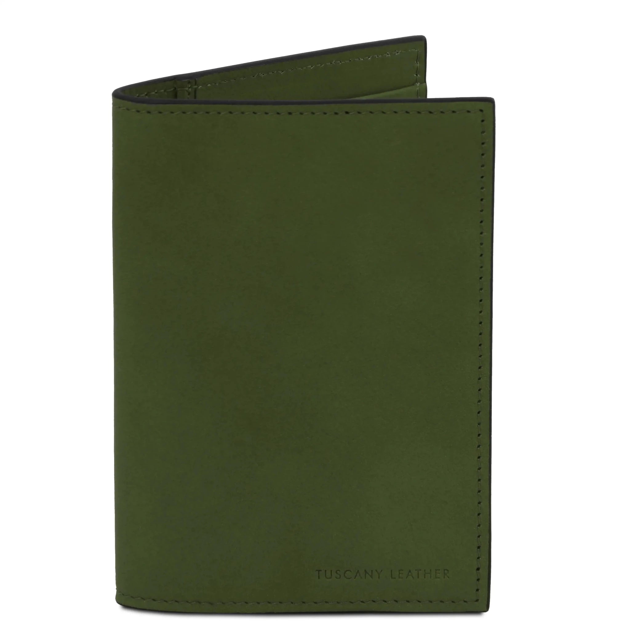 Front view Italian Leather Passport Cover in green