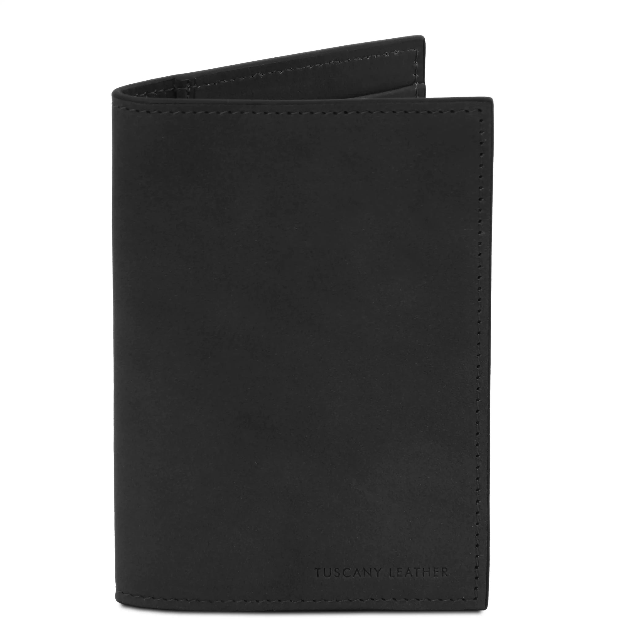 Front view Italian Leather Passport Cover in black