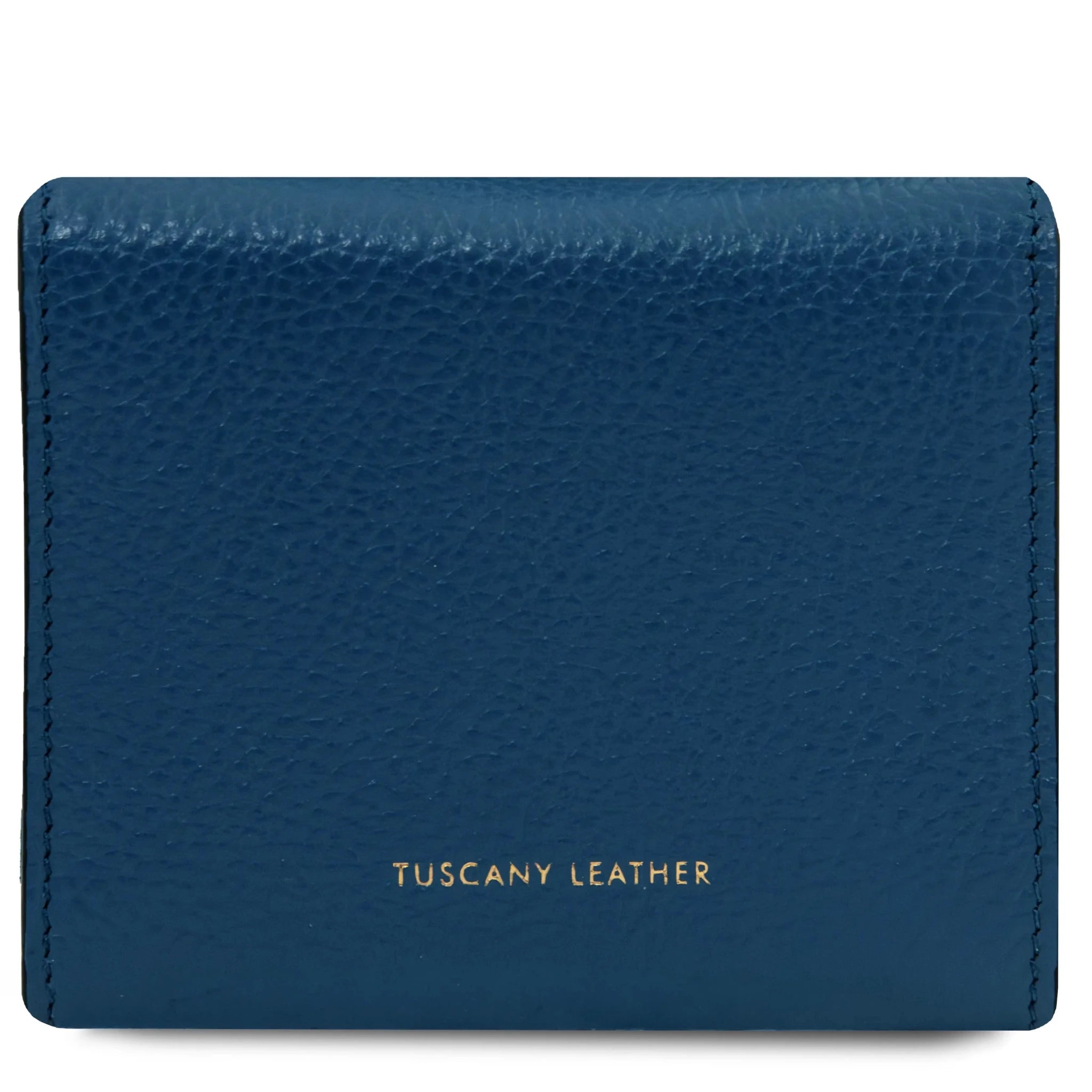 Back view denim Italian Pebbled Leather Envelope Wallet