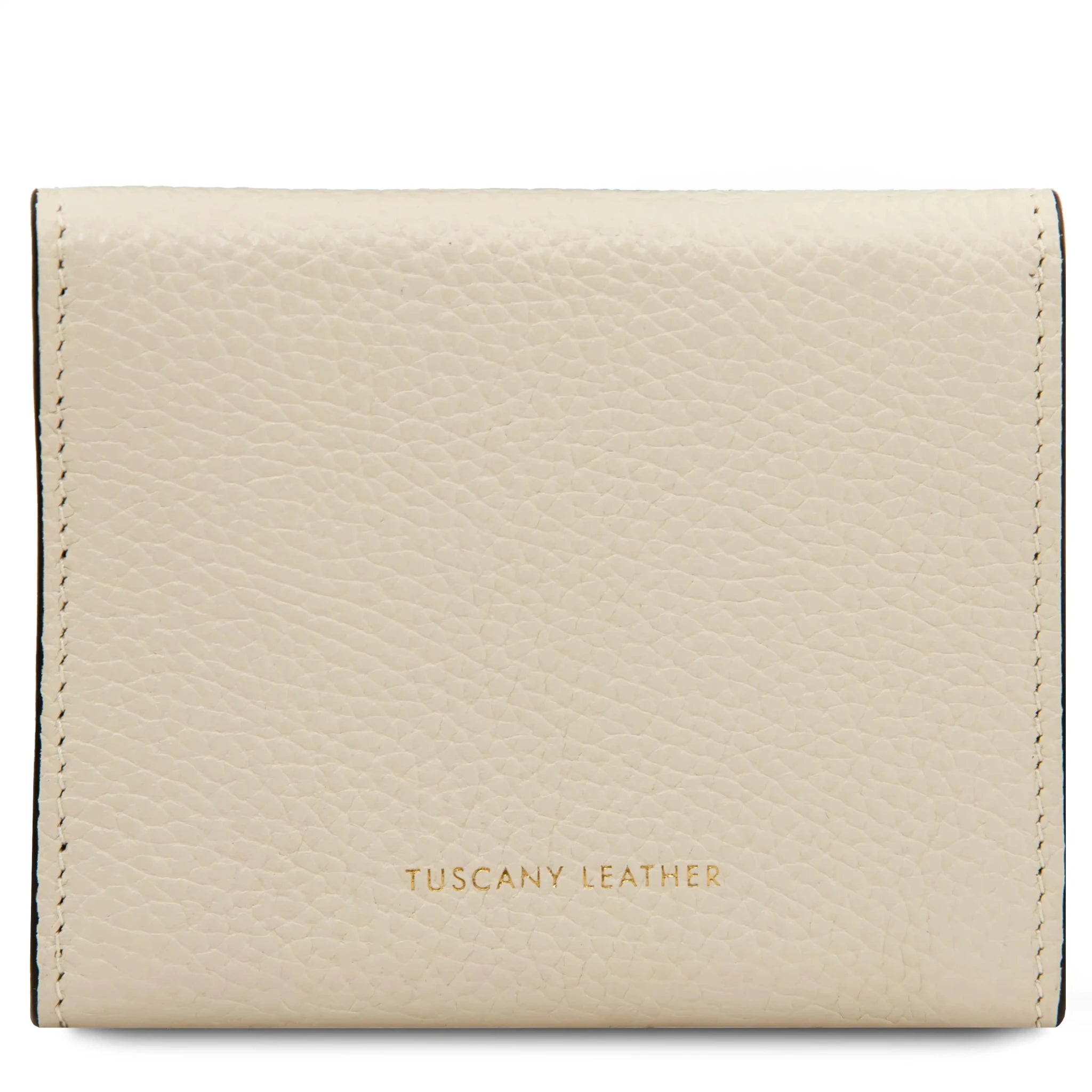 Back view beige Italian Pebbled Leather Envelope Wallet