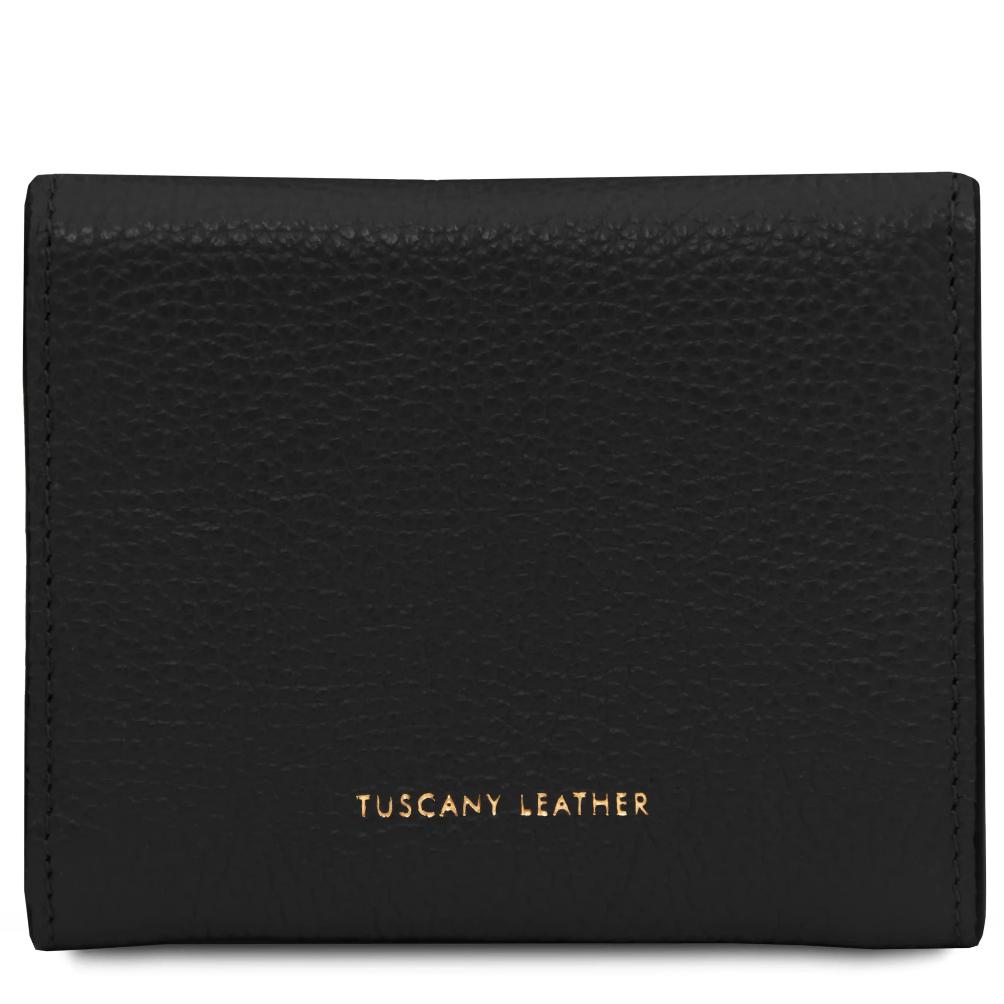 Back view black Italian Pebbled Leather Envelope Wallet