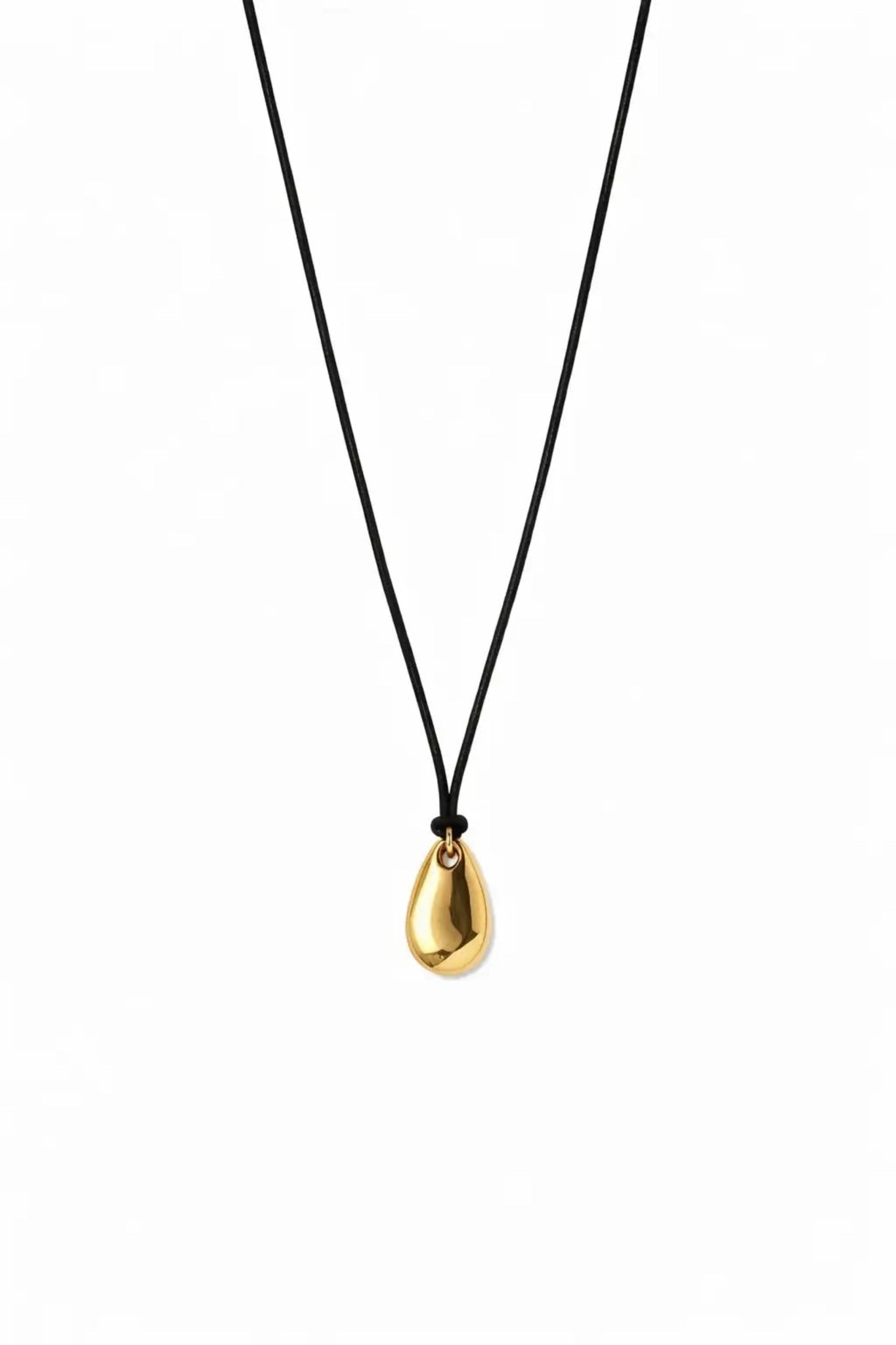 Louisa Gold Pebble Pendant Cork Necklace on a white background