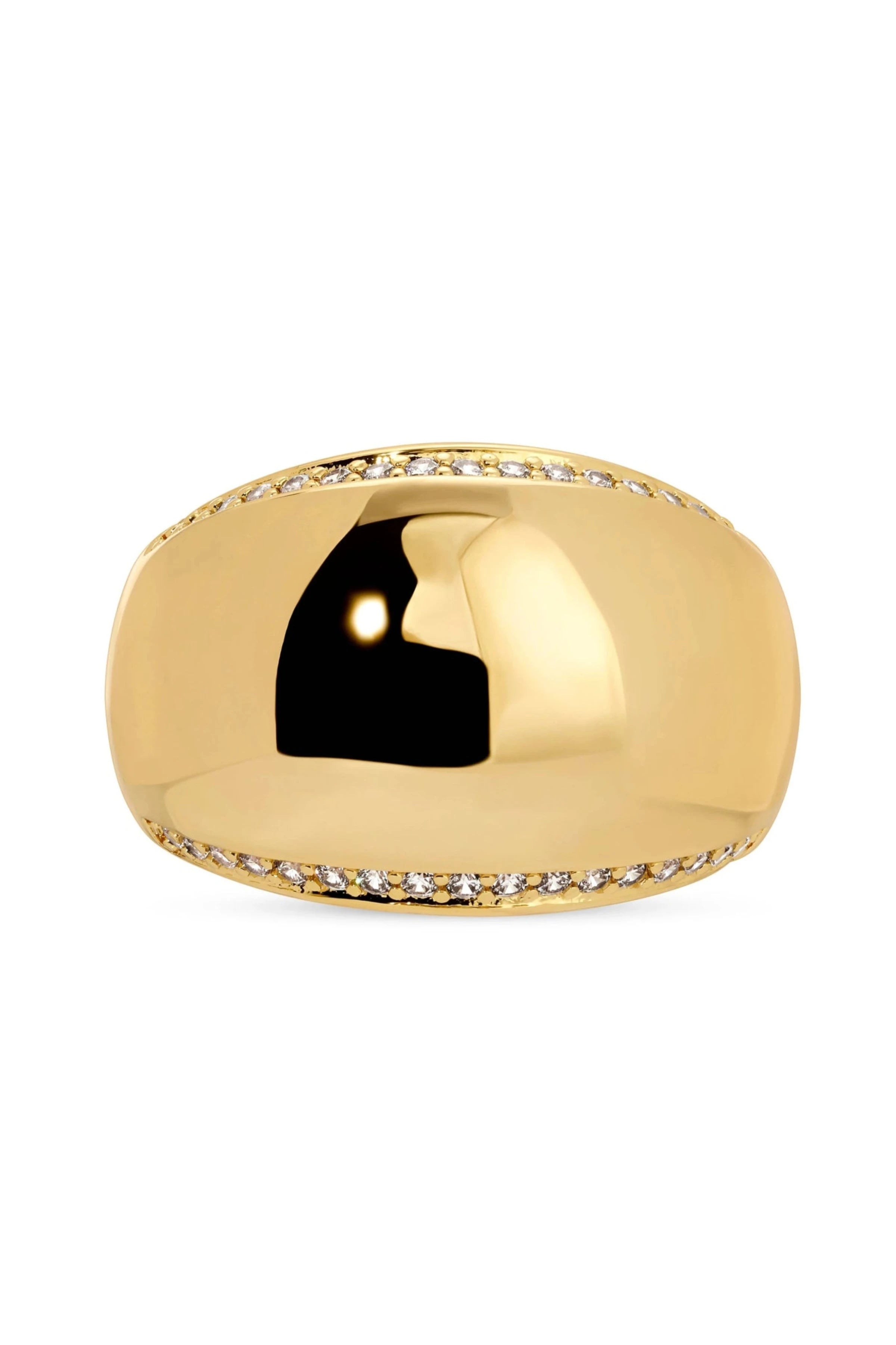 Luxe Pavé Gold Dome Ring on a white background - L'Atelier Global