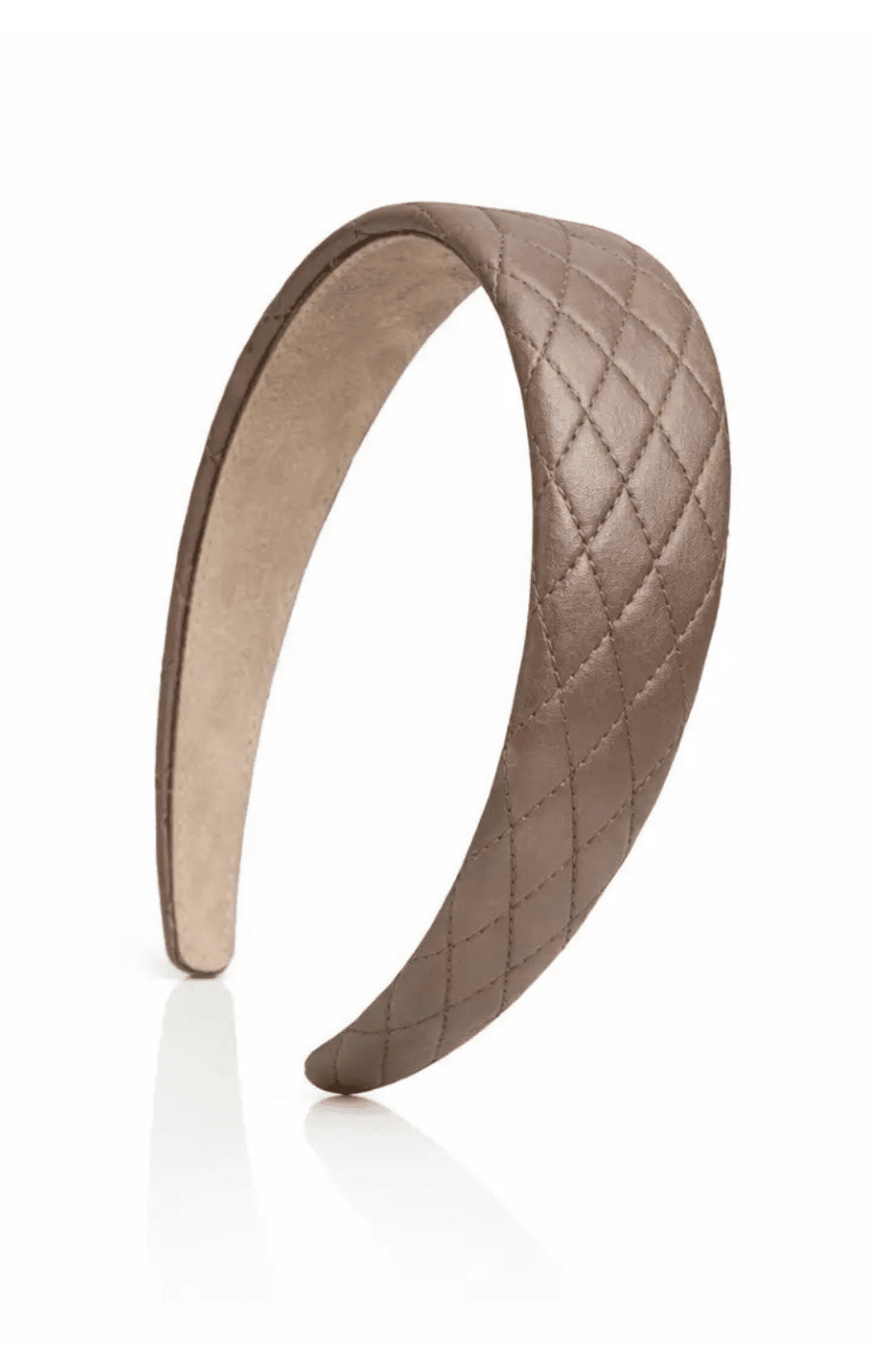 Quilted brown headband on a white background