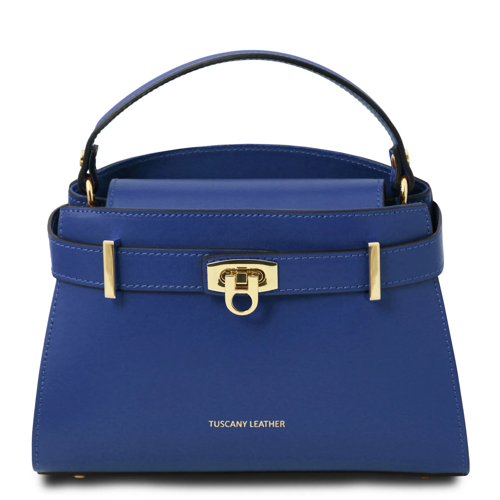 Front view Maisy Italian Smooth Leather Tote in Blue