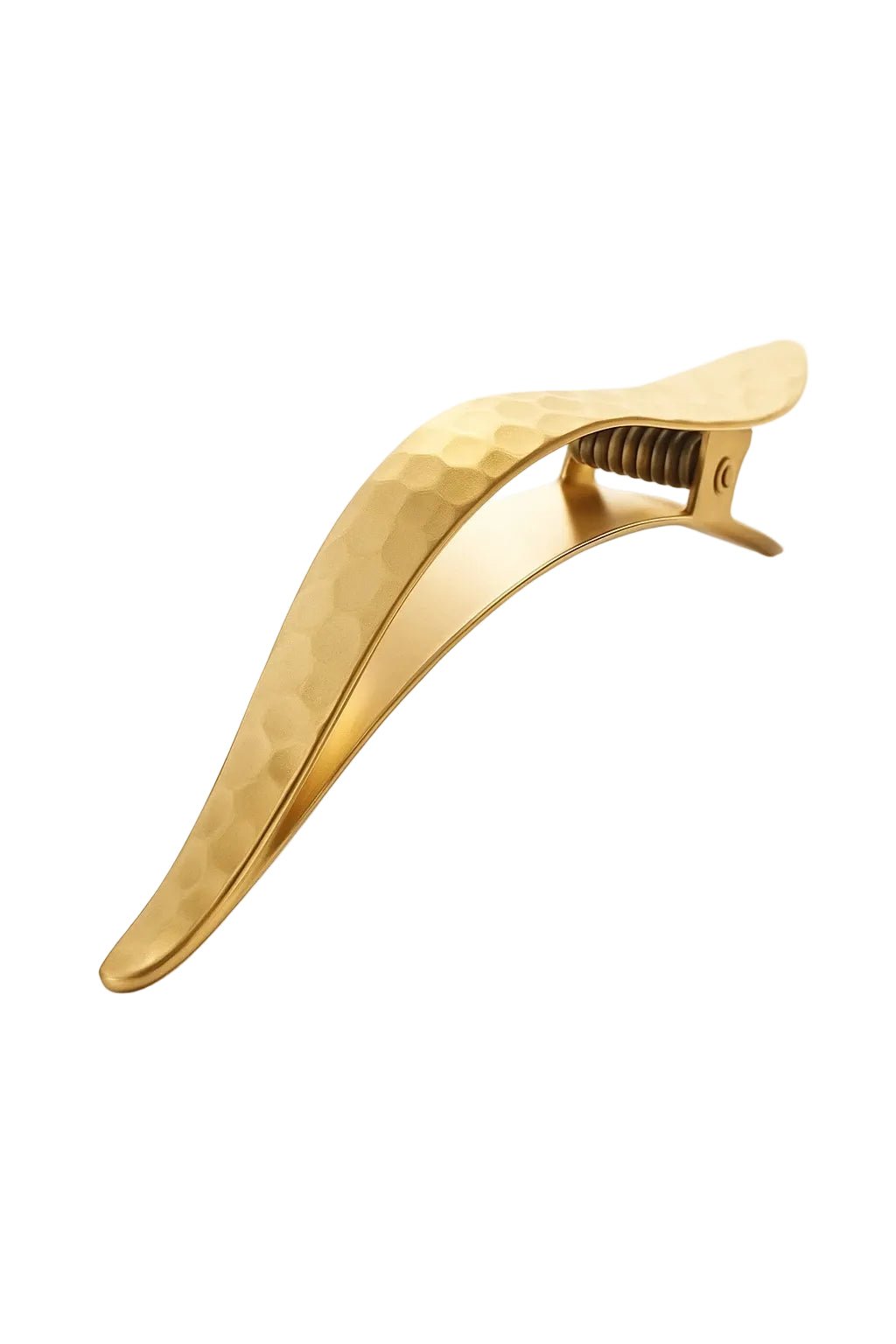 Matte Textured Hammered Hair Clip in gold on a white background