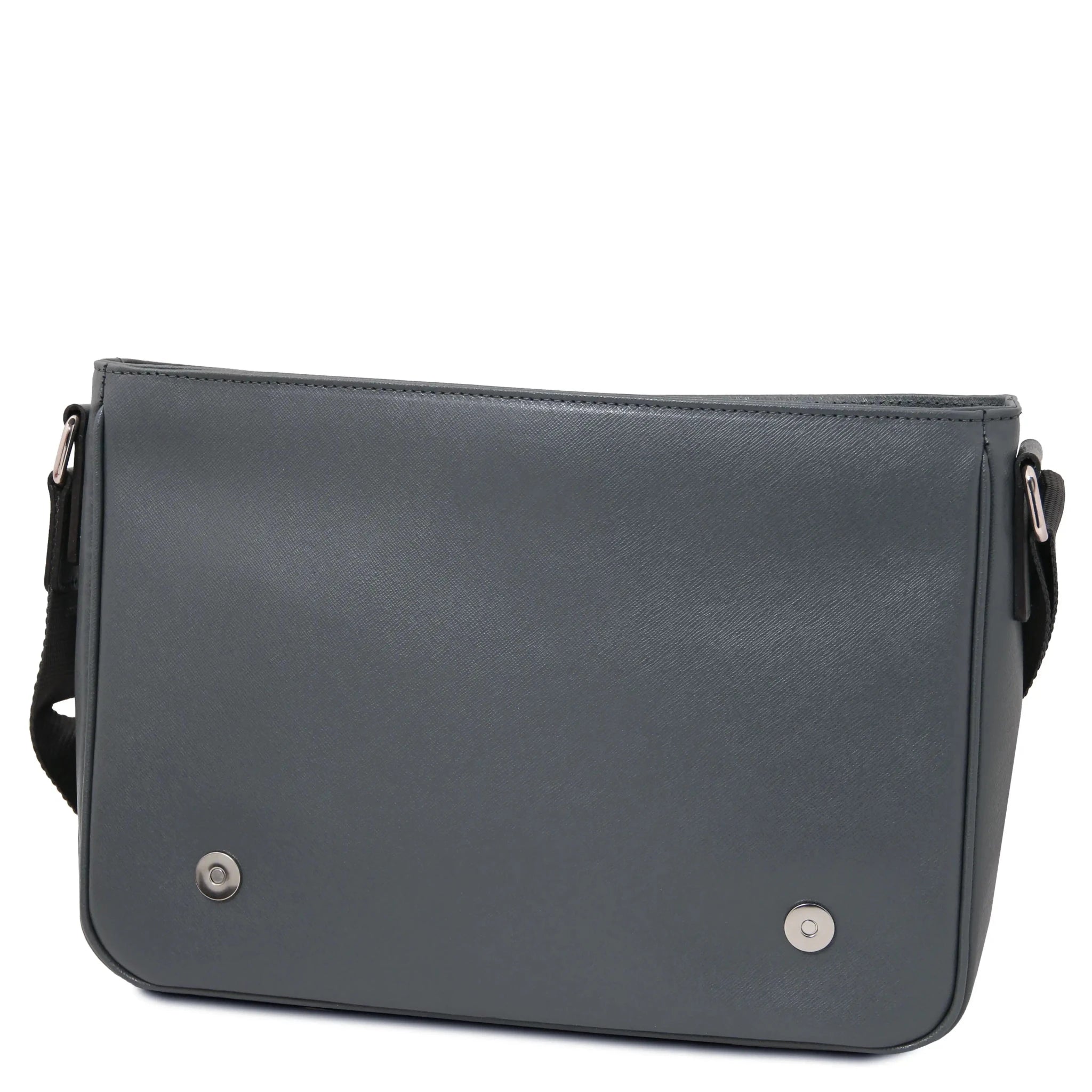  Interior front flap opened view Saffiano Leather Messenger Bag in gray