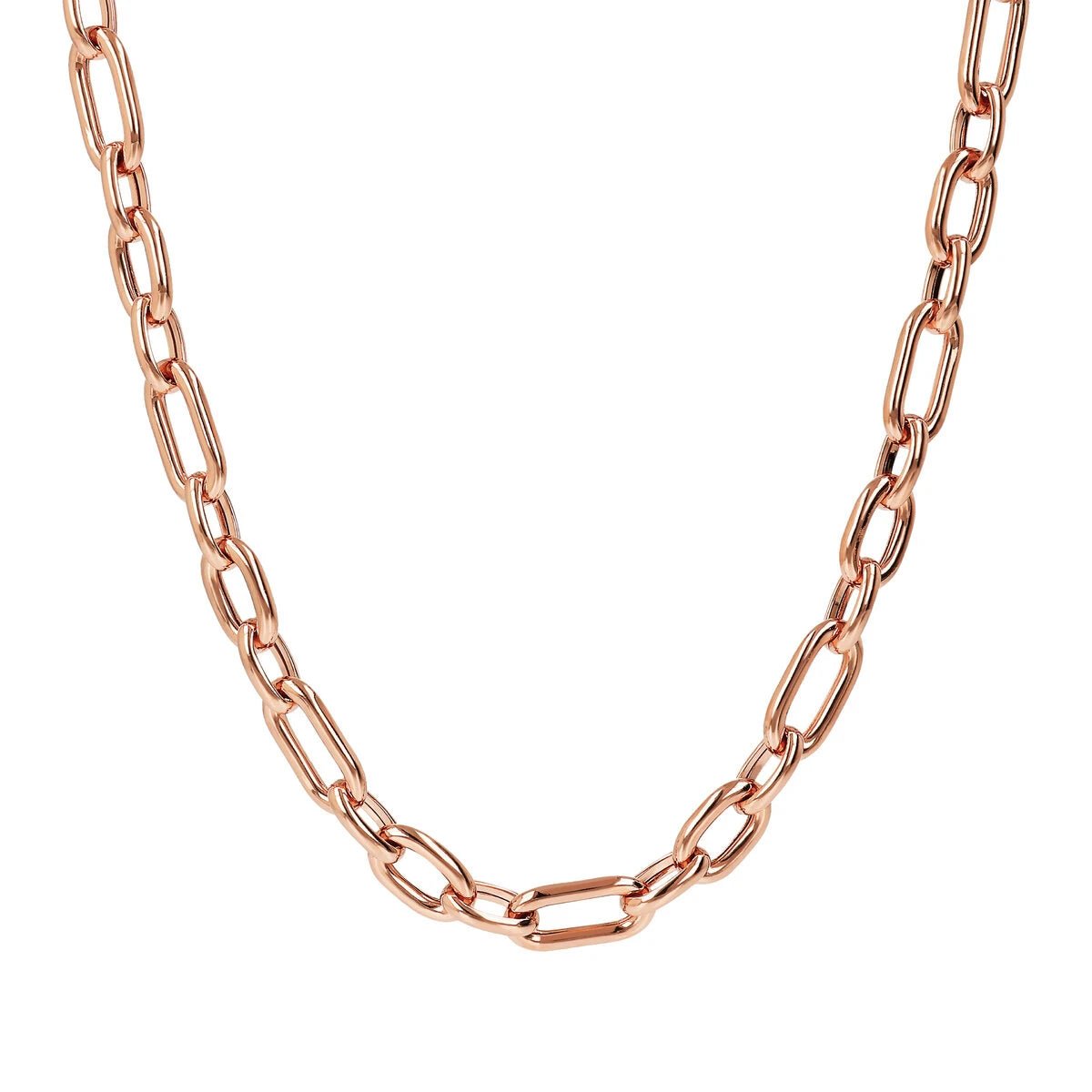 Milano Alternate Mesh Rosé Gold Chain Link Necklace - Rose Gold - shop_name#